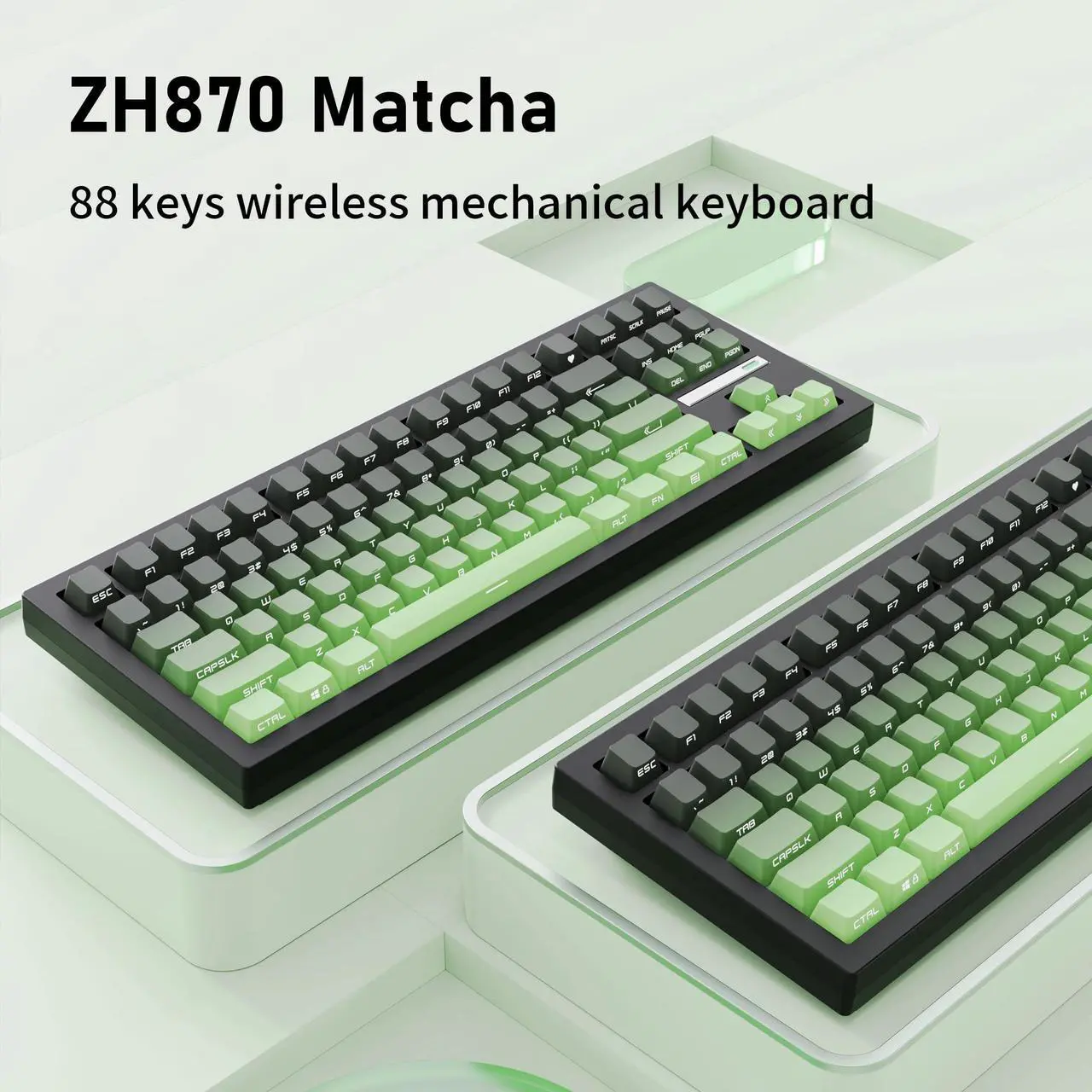 Alt view image 2 of 7 - ZORNHER ZH870 Wireless Mechanical Gaming Keyboard,80% Green Custom Creamy Sound Keyboard with Shine Through PBT Keycaps,Pre-lubed Linear Switches,Hot-Swappable,RGB Backlit,2.4GHz/USB-C/BT5.0