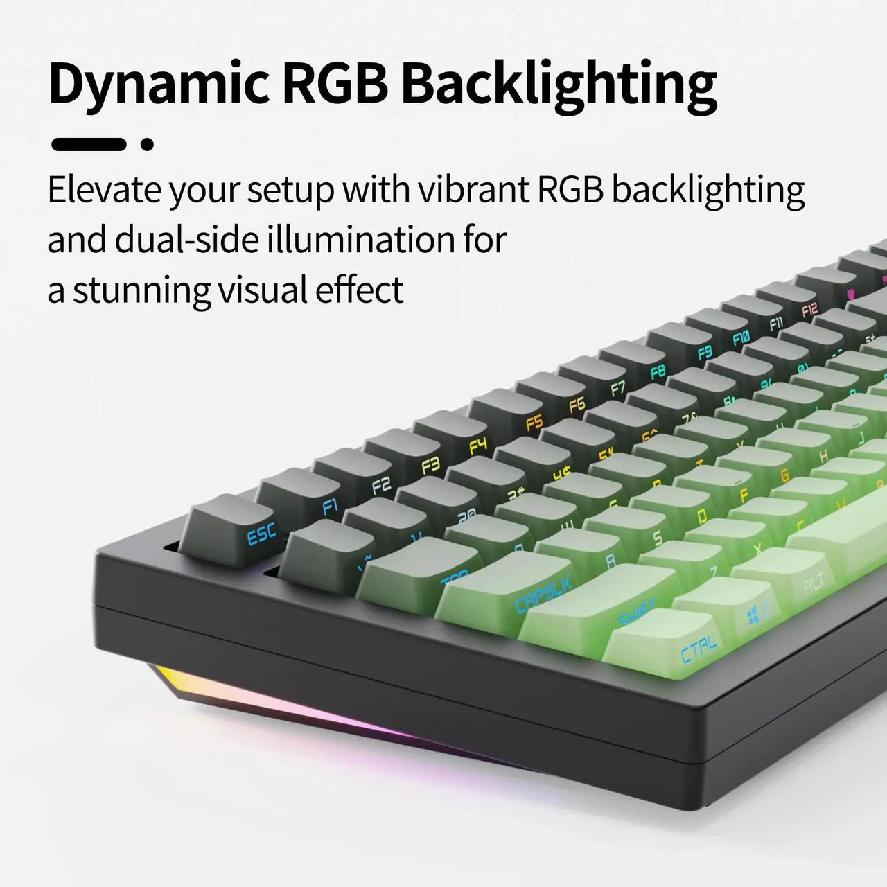 Alt view image 5 of 7 - ZORNHER ZH870 Wireless Mechanical Gaming Keyboard,80% Green Custom Creamy Sound Keyboard with Shine Through PBT Keycaps,Pre-lubed Linear Switches,Hot-Swappable,RGB Backlit,2.4GHz/USB-C/BT5.0