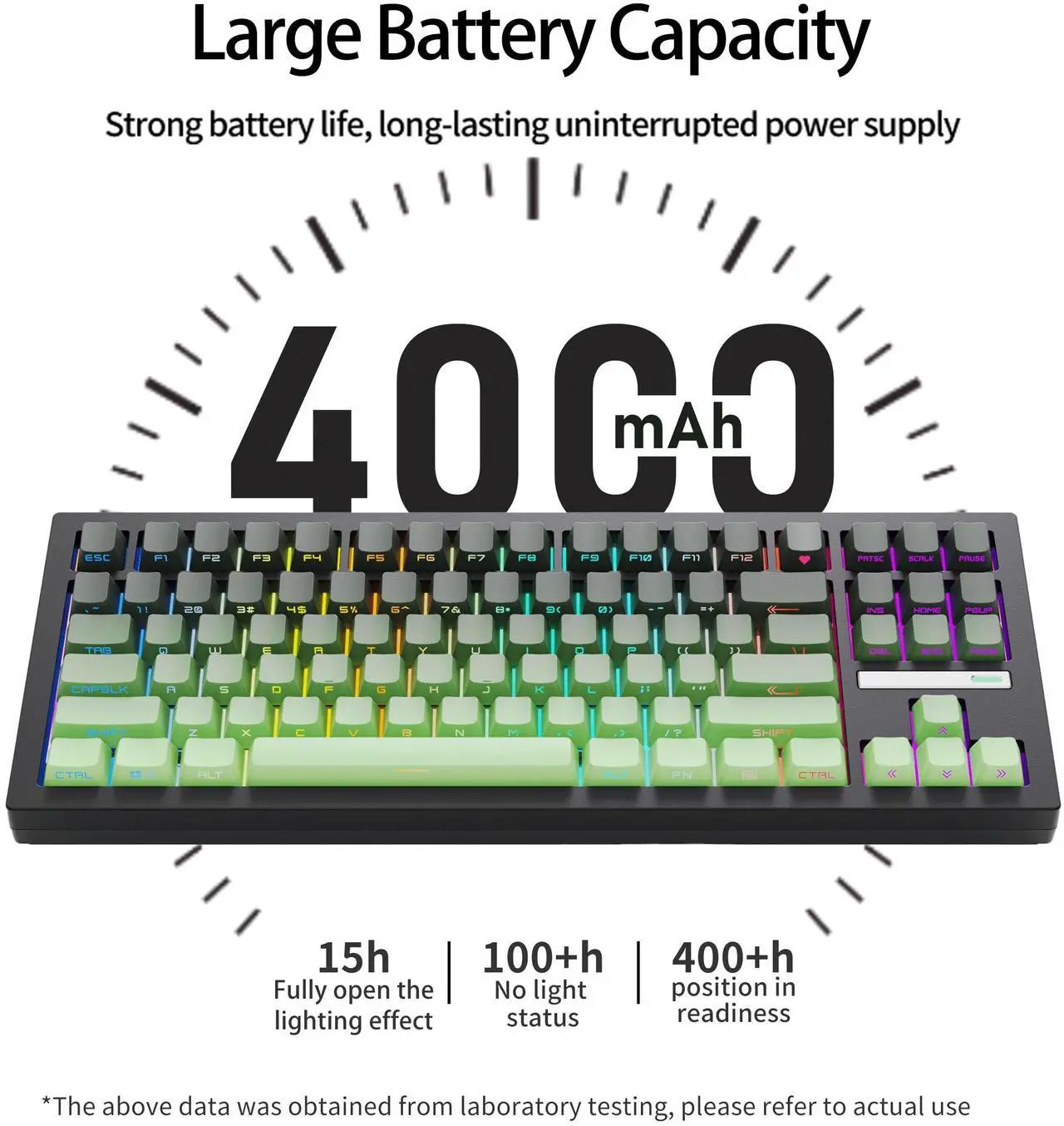 Alt view image 6 of 7 - ZORNHER ZH870 Wireless Mechanical Gaming Keyboard,80% Green Custom Creamy Sound Keyboard with Shine Through PBT Keycaps,Pre-lubed Linear Switches,Hot-Swappable,RGB Backlit,2.4GHz/USB-C/BT5.0