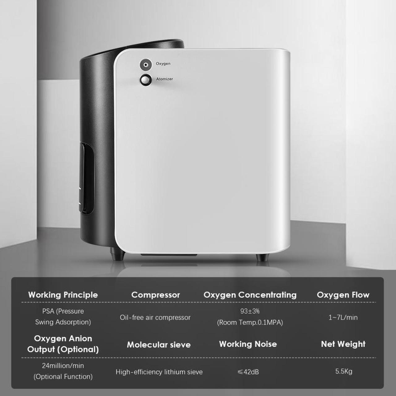 Alt view image 5 of 6 - Monport | Adjustable Oxygen Concentrator 1-7L/min with Nebulizer - 35%-90% Concentration, 48dB Quiet, Remote Control & Timer for Office/Home/Travel