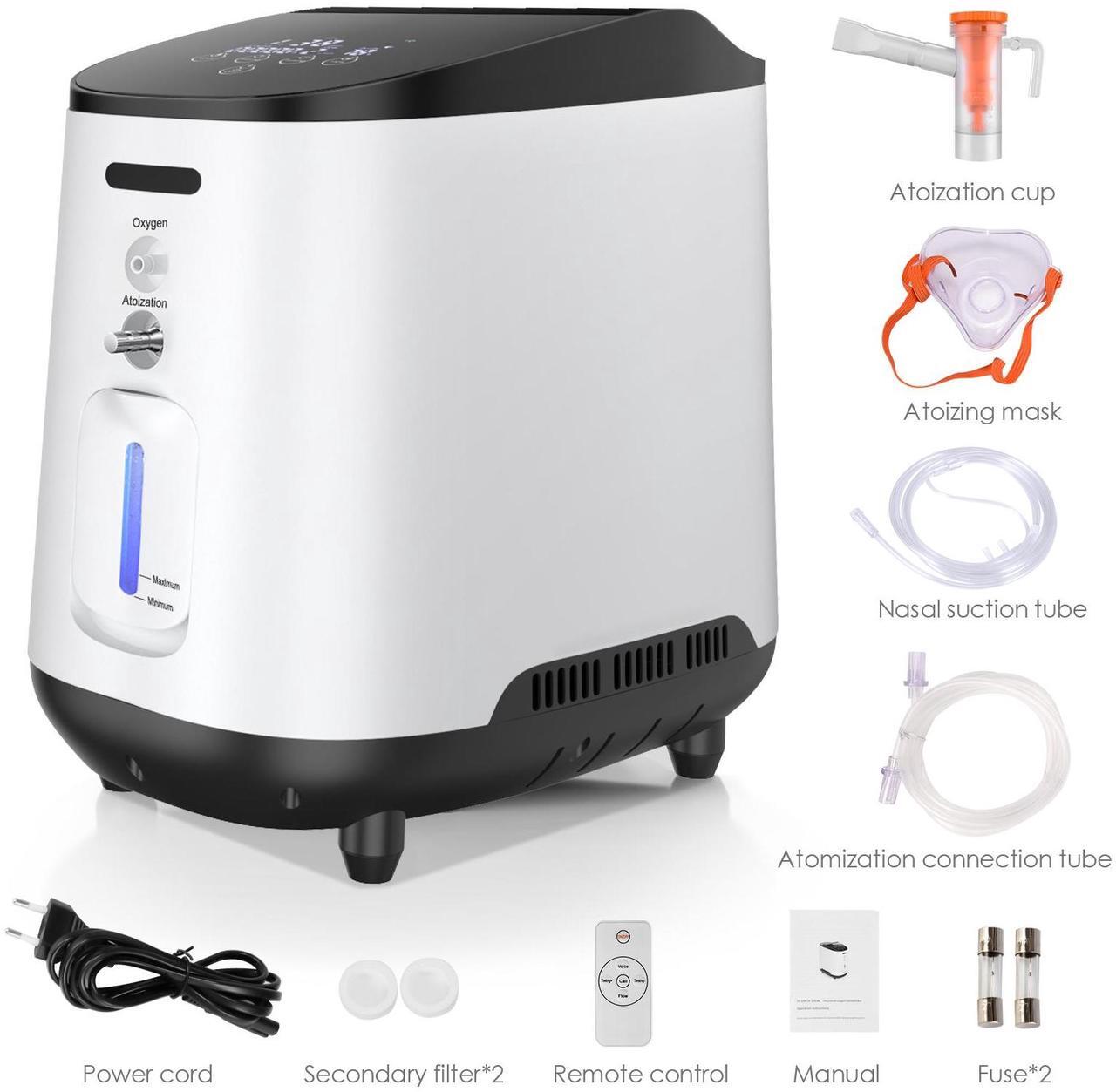 Alt view image 3 of 7 - Monport| Portable Oxygen Machine 1-7L/min with Nebulizer - 35%-90% Concentration, 48dB Quiet,  for Office/Home/Travel Use (Include Remote & Accessories)