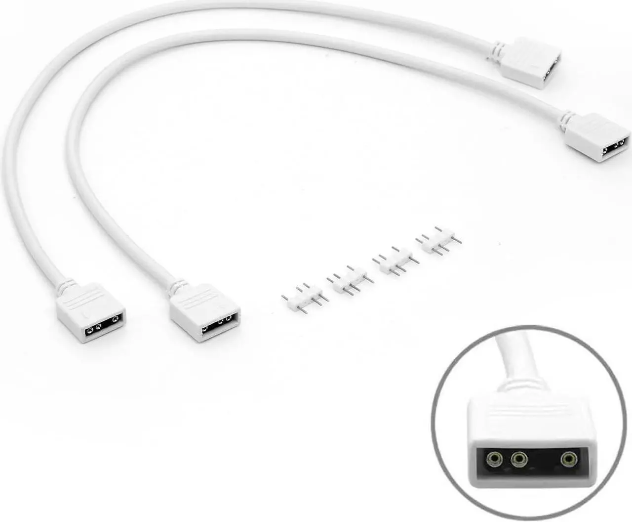 Alt view image 3 of 7 - DIXSG 2-Pack 1-to-1 ARGB Extension Cable, White 5V 3-Pin Female to Female ARGB Addressable RGB Adapter Cable, ARGB LED Sync Cable for Extend PC Computer ARGB Fans Or ARGB LED Lights, 11.8 Inches