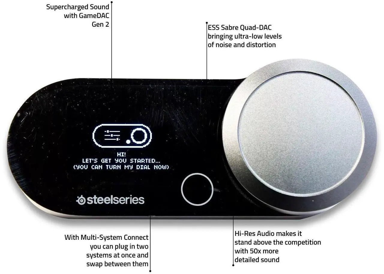 Alt view image 2 of 4 - SteelSeries SC-00007 GameDAC Gen 2 Hi-Res Audio Amplifier Multi-System Connect 360° Spatial Audio For PC, PS4, PS5, Nintendo Switch, Mac