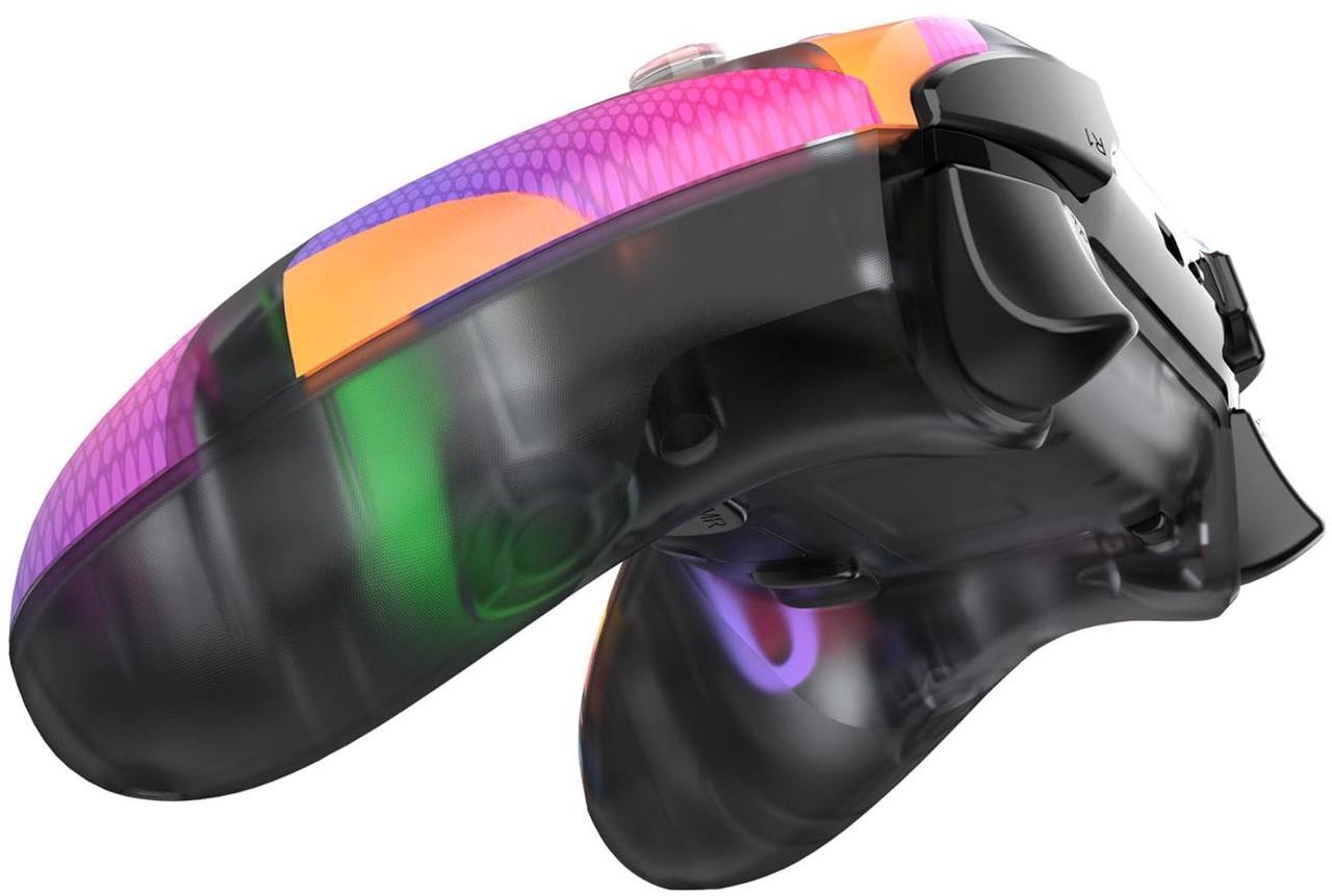 Alt view image 2 of 7 - NOVA PRO WGP14V2 CLEAR Wireless/Wired Game Controller, 4 Lighting Effects, 22 Buttons, Highly Sensitive Touchpad, Ultra-Precise Hall Effect,  Support PC/Steam/Switch/PS4/Ps3/iOS/MacOs/Android, Rainbow
