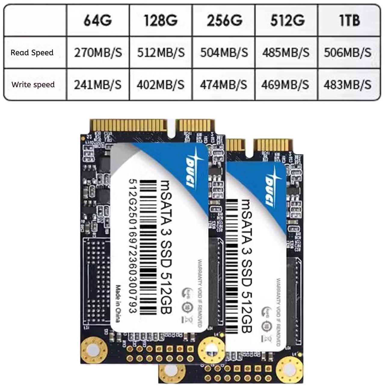 Alt view image 5 of 5 - DUCI MSATA 256GB SSD, General Purpose SSD with speeds up to 270MB/s for Notebook and Desktop PCs for Gaming/Work, Black