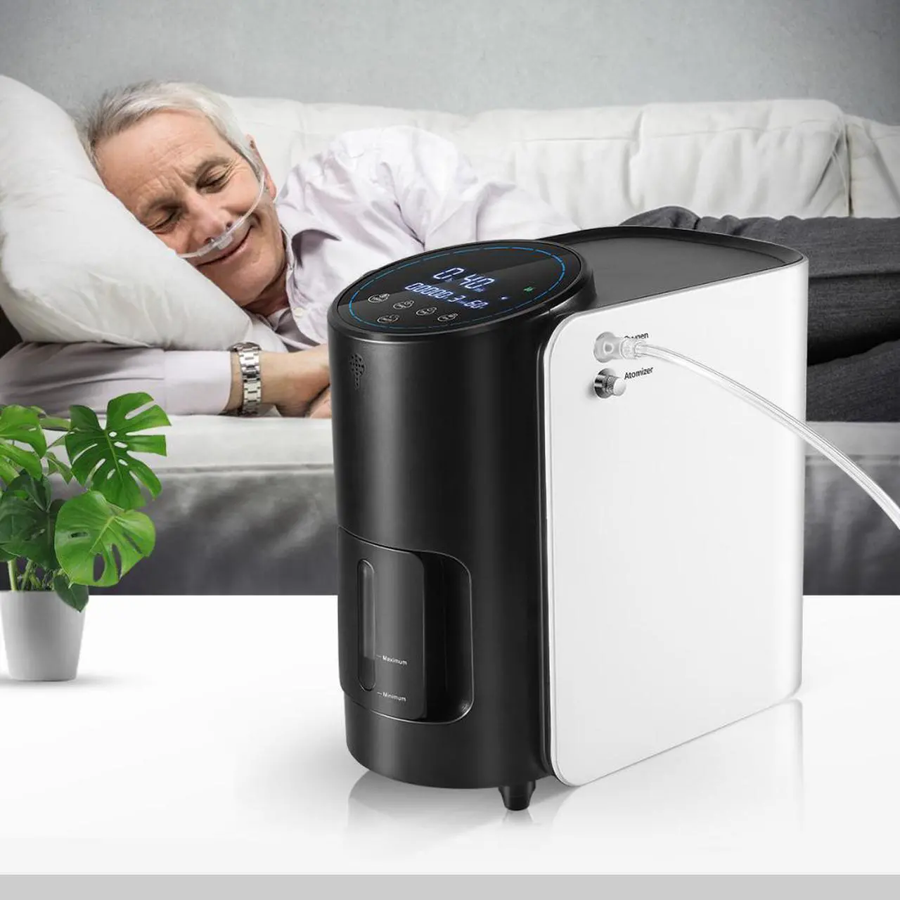 Main image of MONPORT Dual Voltage Oxygen Concentrator for Home & Travel - Adjustable 1-7L/min Flow, Built-in Nebulizer System, Ultra Quiet 42dB with LCD Display & Remote Control