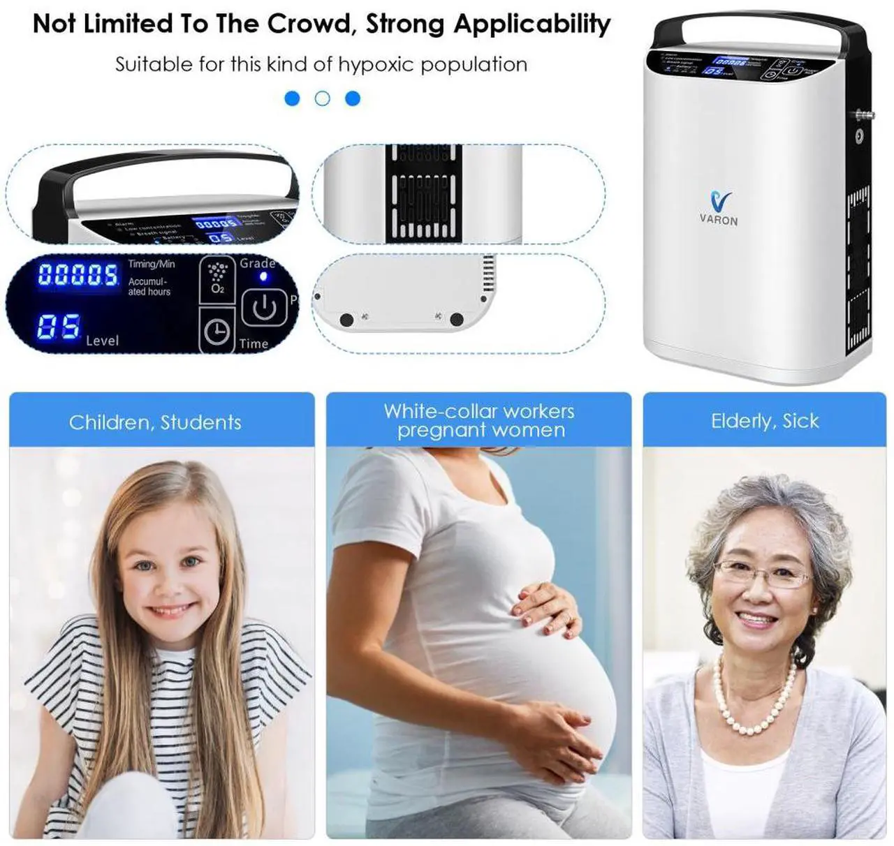 Alt view image 7 of 7 - Monport | Multifunctional Home Health Organizer: Oxygen Concentrator w/Timer, SOS, 72Hrs Continuous Use, Low Noise 42dB