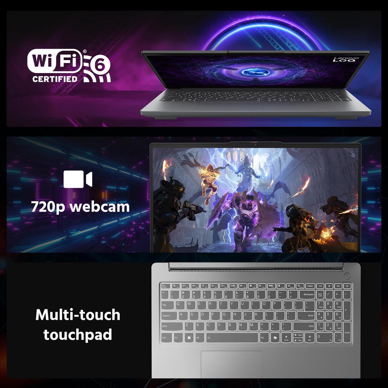 Alt view image 6 of 7 - Lenovo LOQ Essential 15.6" Gaming Laptop, 144Hz FHD IPS Display, 16GB DDR5, 512GB PCIe SSD, Intel i5-12450HX, NVIDIA GeForce RTX 2050 Graphics, Win 11, Wi-Fi 6, Gray, 128GB Docking Station Set