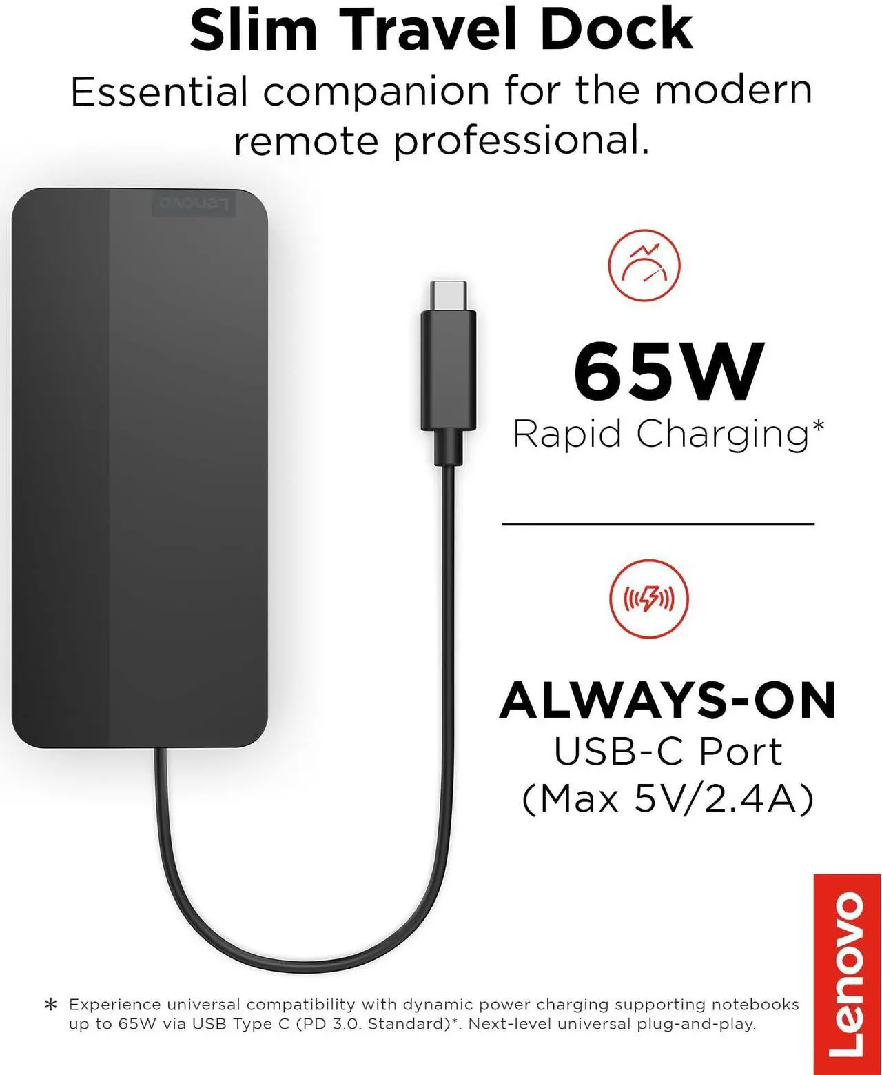 Alt view image 17 of 20 - Lenovo USB-C Slim Travel Dock