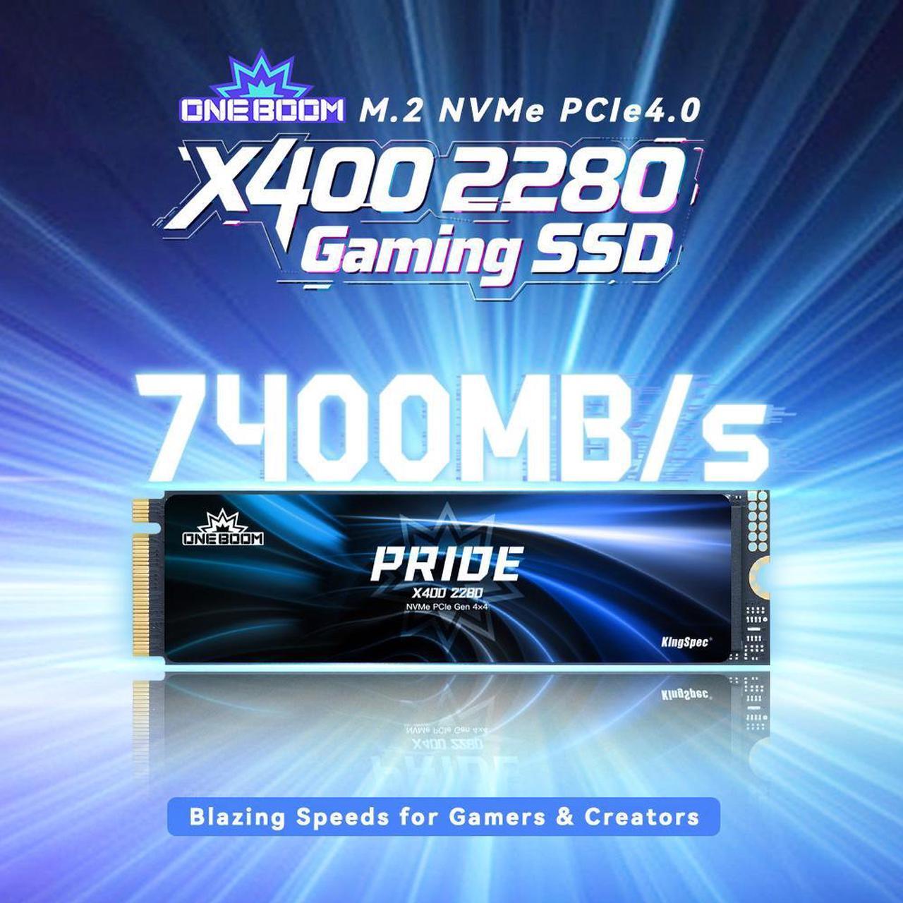 Alt view image 2 of 6 - ONEBOOM X400 2280 1TB M.2 NVMe PCIe 4.0 Gaming SSD, Speed Up to 7400MB/s, 3D NAND TLC, Internal Solid State Disk Compatible for PS5, M.2 2280 with Heatsink 1TB