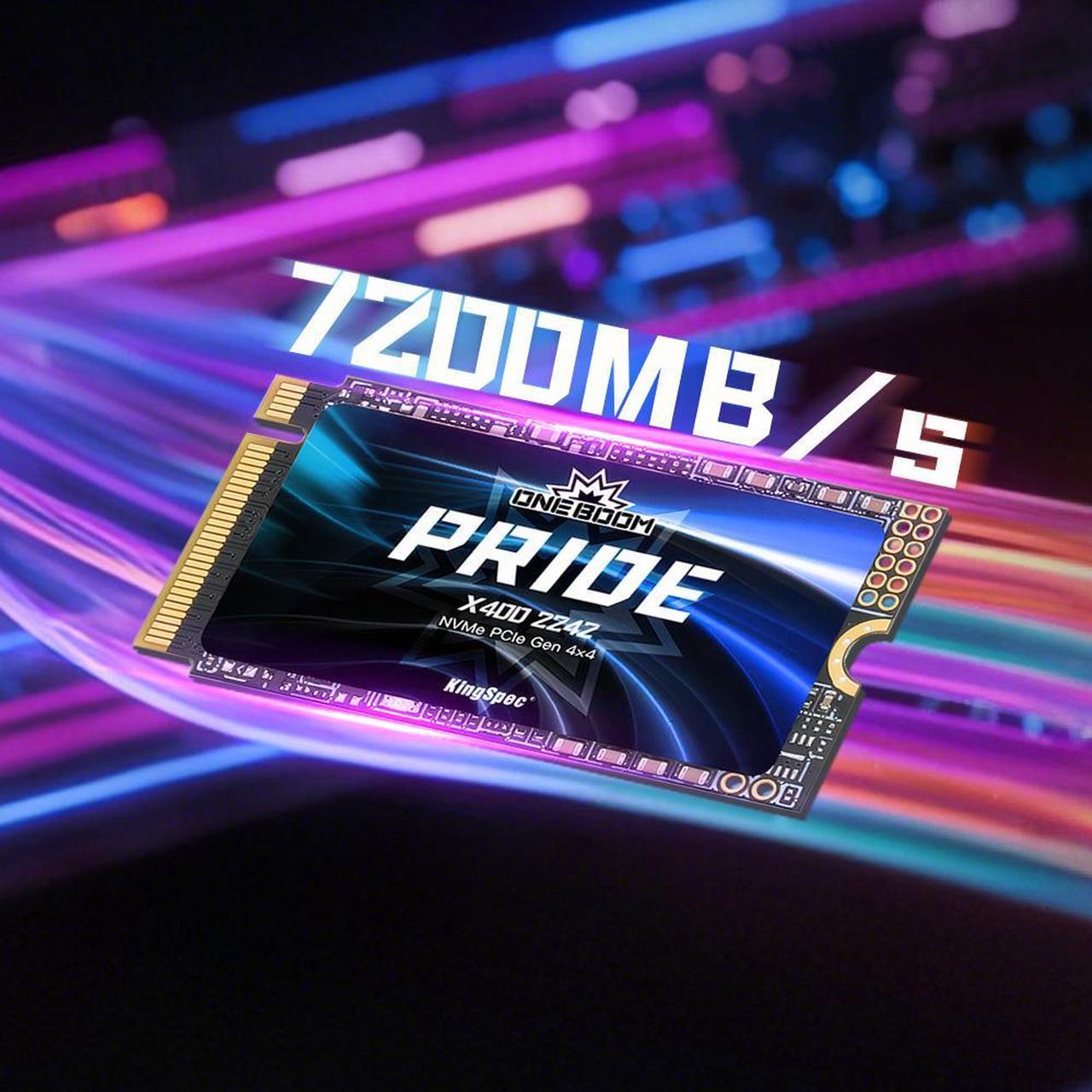 Alt view image 4 of 7 - ONEBOOM X400 2242 2TB M.2 NVMe PCIe 4.0 Gaming SSD, Speed Up to 7200MB/s, 3D NAND TLC, Internal Solid State Disk, M.2 2242 with Heatsink 2TB