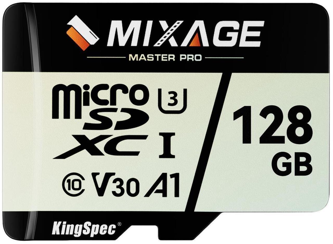 Main image of MIXAGE 128GB microSDXC Memory Cards, UHS-I, V30, A1, 4K UHD Micro SD Card, Speed Up to 175MB/s, 3D NAND Flash MicroSD 128GB 1 Pack