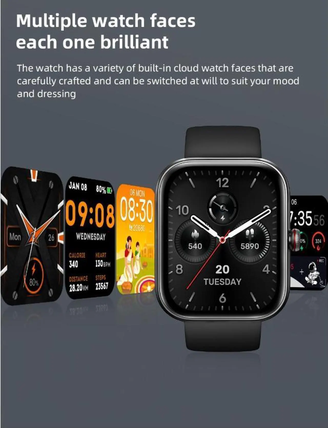 Alt view image 5 of 5 - Bluetooth calling smart watch for
sportsand health, heartrate and olo0d oxcen mor