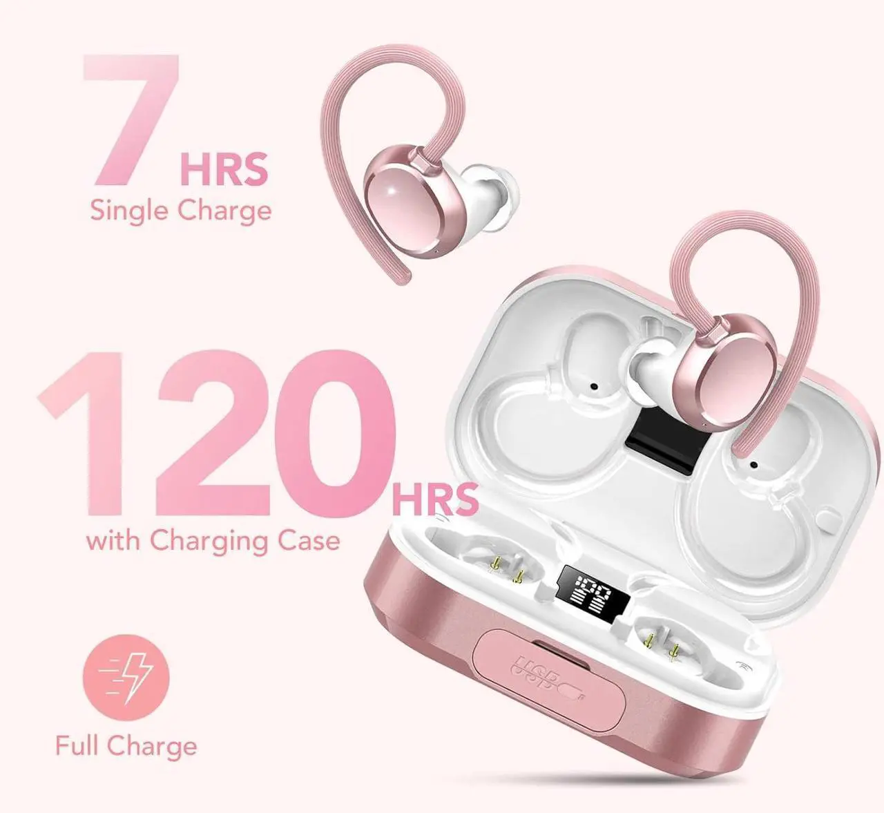 Alt view image 2 of 5 - Q25 sports Bluetooth headphones, TW's ower-ear type,digital display, noise reduction,inteligent Bluetooth,touch
control, true wireless