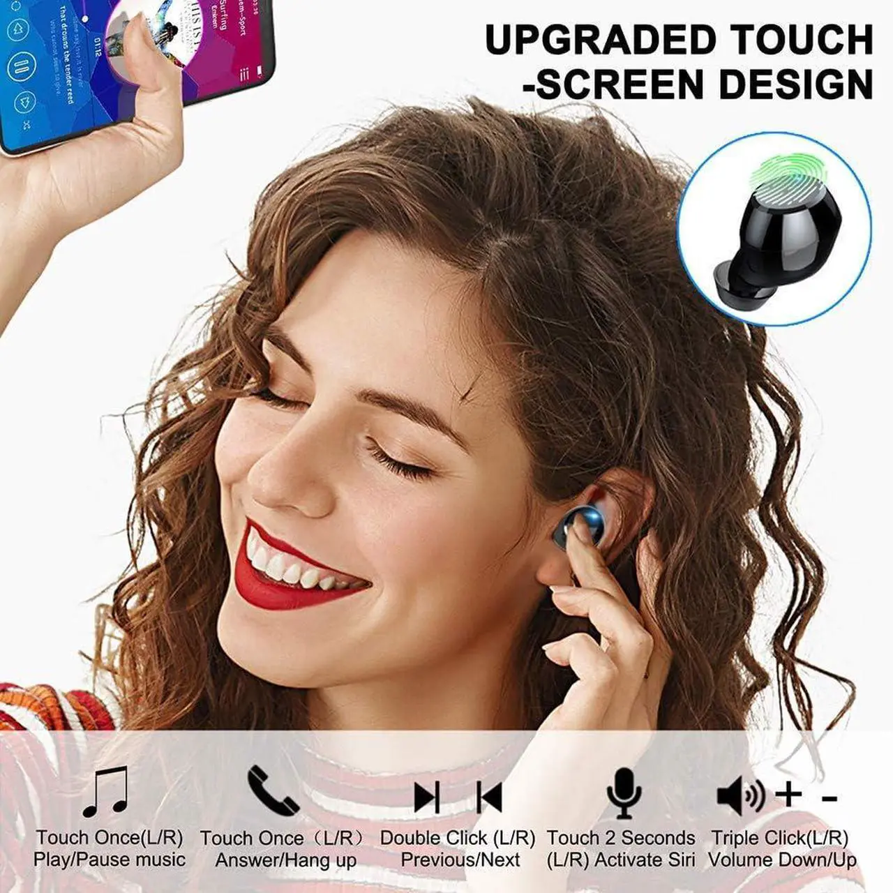 Alt view image 5 of 5 - Q16 in-ear Bluetooth headphones offer high sound qua lity, comfortable wearing, Bluetooth smart touch control, and