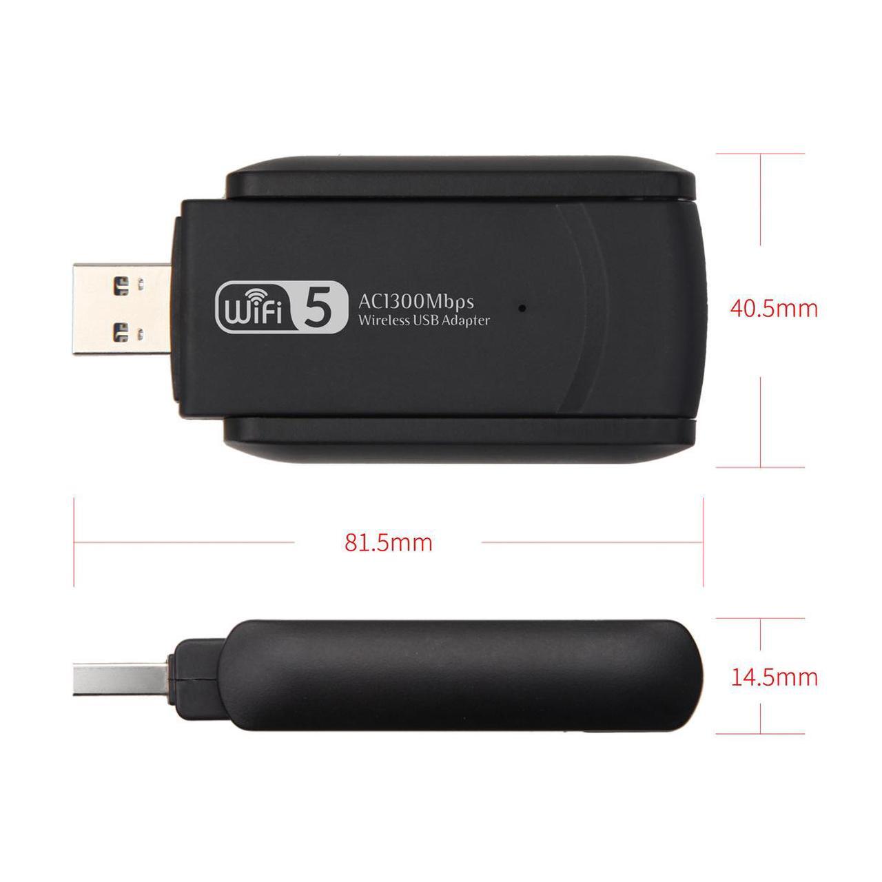 Alt view image 3 of 4 - 1300M Dual-Band Gigabit USB Wireless Network Card for Windows 10 11 - Driver-Free 5.8G USB WlFl Receiver