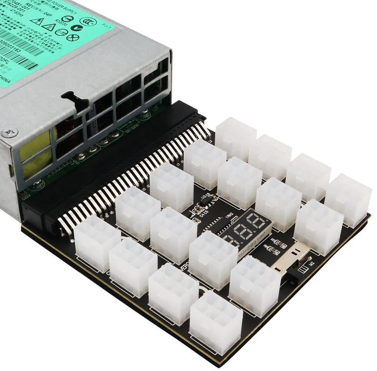 Alt view image 2 of 5 - Fully compatible upgraded model-Server powersupply with 64-pin converted to 6-pin graphics cardpowerboard with 12Vand 17 portsfordisplay powersupply.