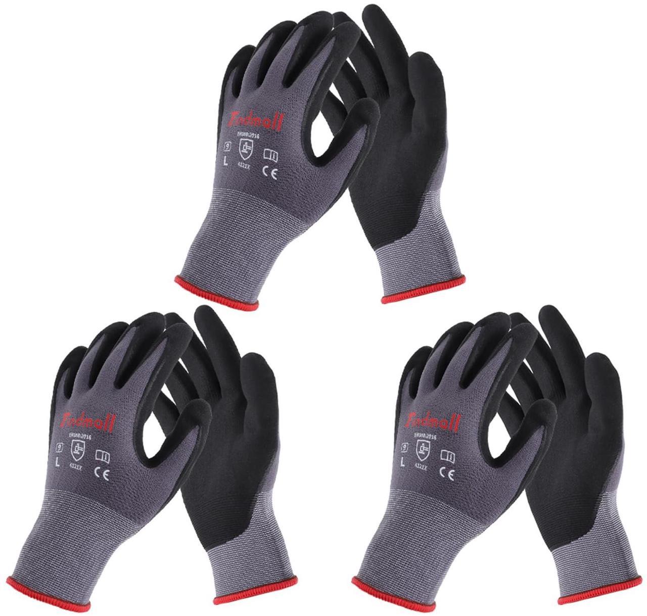 Main image of findmall 3 Pairs Large Work Gloves Seamless Knit Glove Gardening Gloves Women Men Fit for Warehousing and Logistics, Construction Sites, Horticultural Planting