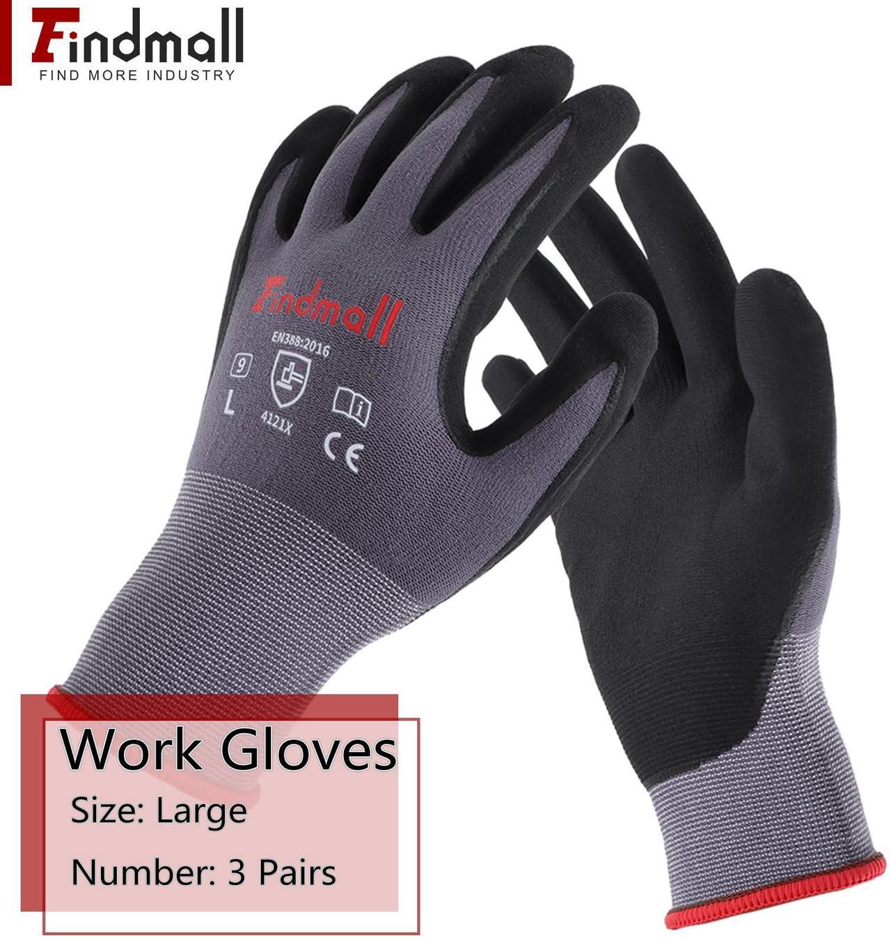 Alt view image 2 of 7 - findmall 3 Pairs Large Work Gloves Seamless Knit Glove Gardening Gloves Women Men Fit for Warehousing and Logistics, Construction Sites, Horticultural Planting