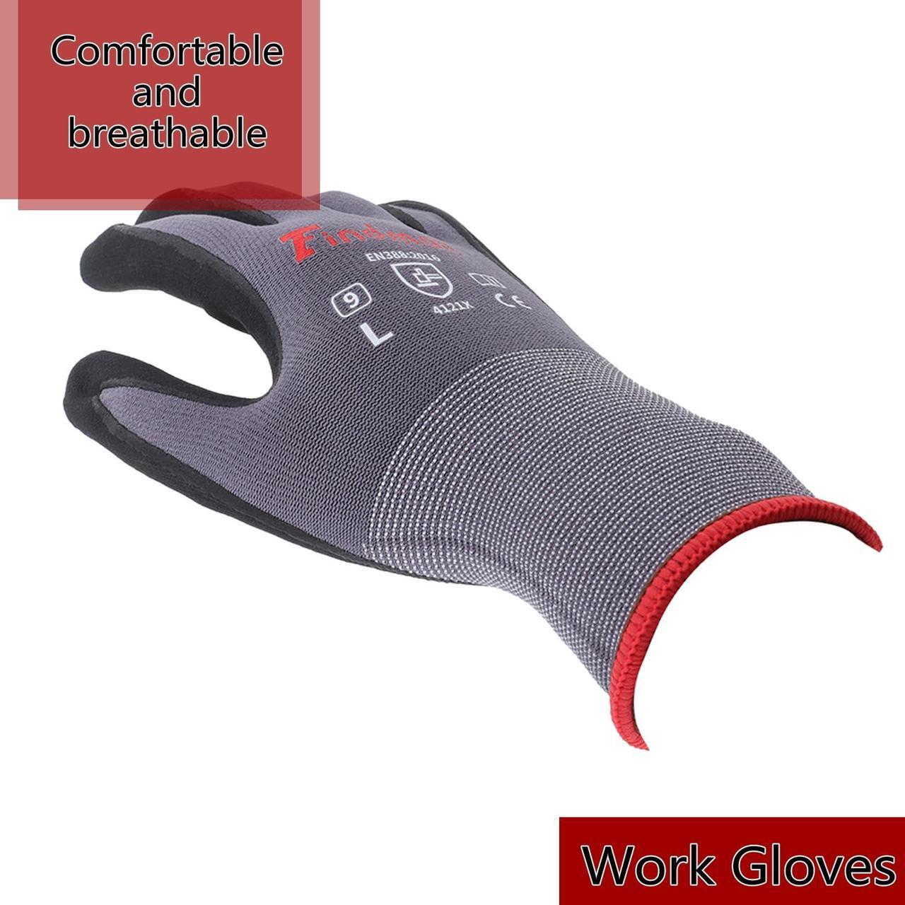 Alt view image 5 of 7 - findmall 3 Pairs Large Work Gloves Seamless Knit Glove Gardening Gloves Women Men Fit for Warehousing and Logistics, Construction Sites, Horticultural Planting
