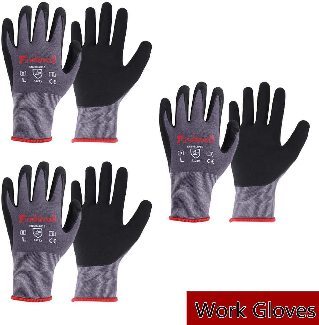 Alt view image 7 of 7 - findmall 3 Pairs Large Work Gloves Seamless Knit Glove Gardening Gloves Women Men Fit for Warehousing and Logistics, Construction Sites, Horticultural Planting