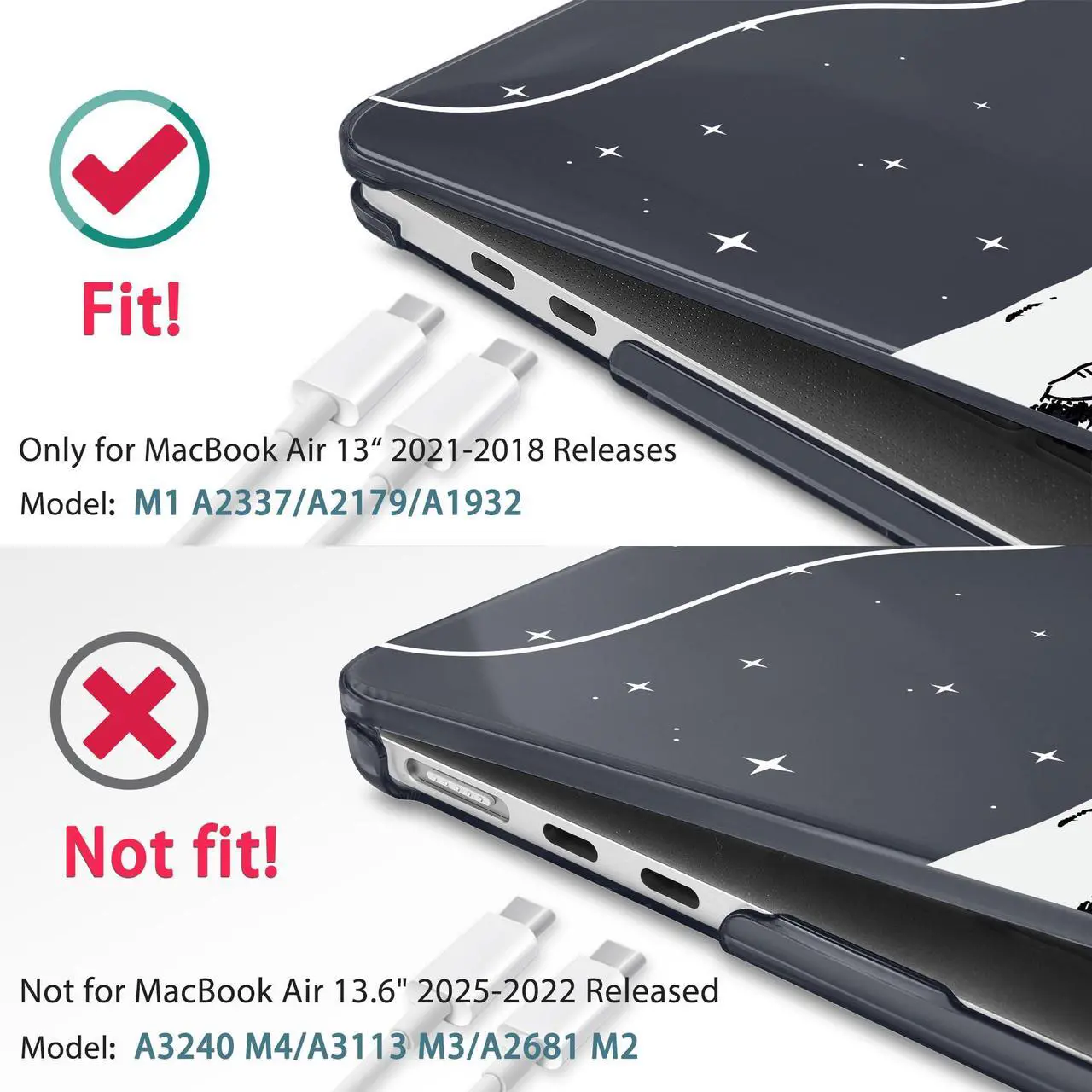 Alt view image 3 of 5 - May Chen Compatible with New MacBook Air 13 inch Case 2021, 2020 2019 2018 Release Model: M1 A2337 A2179 A1932, Plastic Hard Shell Case Cover for Mabook Air 13 with Retina Dispaly, Astronaut Flight