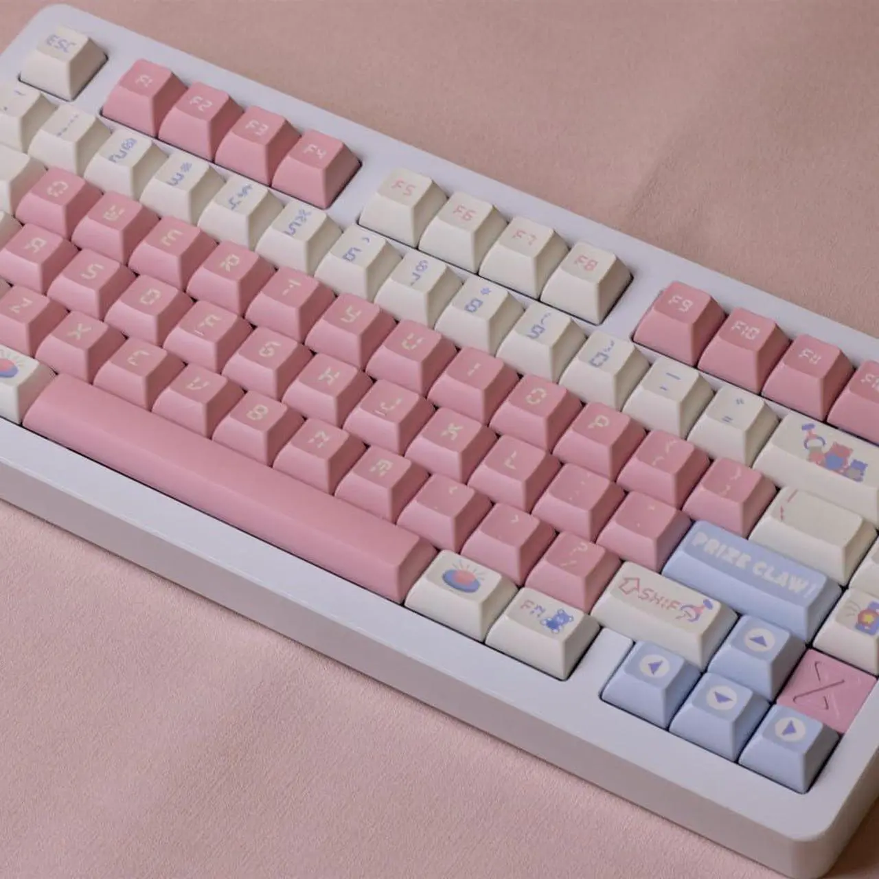 Alt view image 2 of 5 - 142 Keys Doll Machine Theme Keycap KCA Profile PBT DYE Subbed Pink Cute Key Caps for Outemu Cherry Mx Switches Mechanical Keyboard