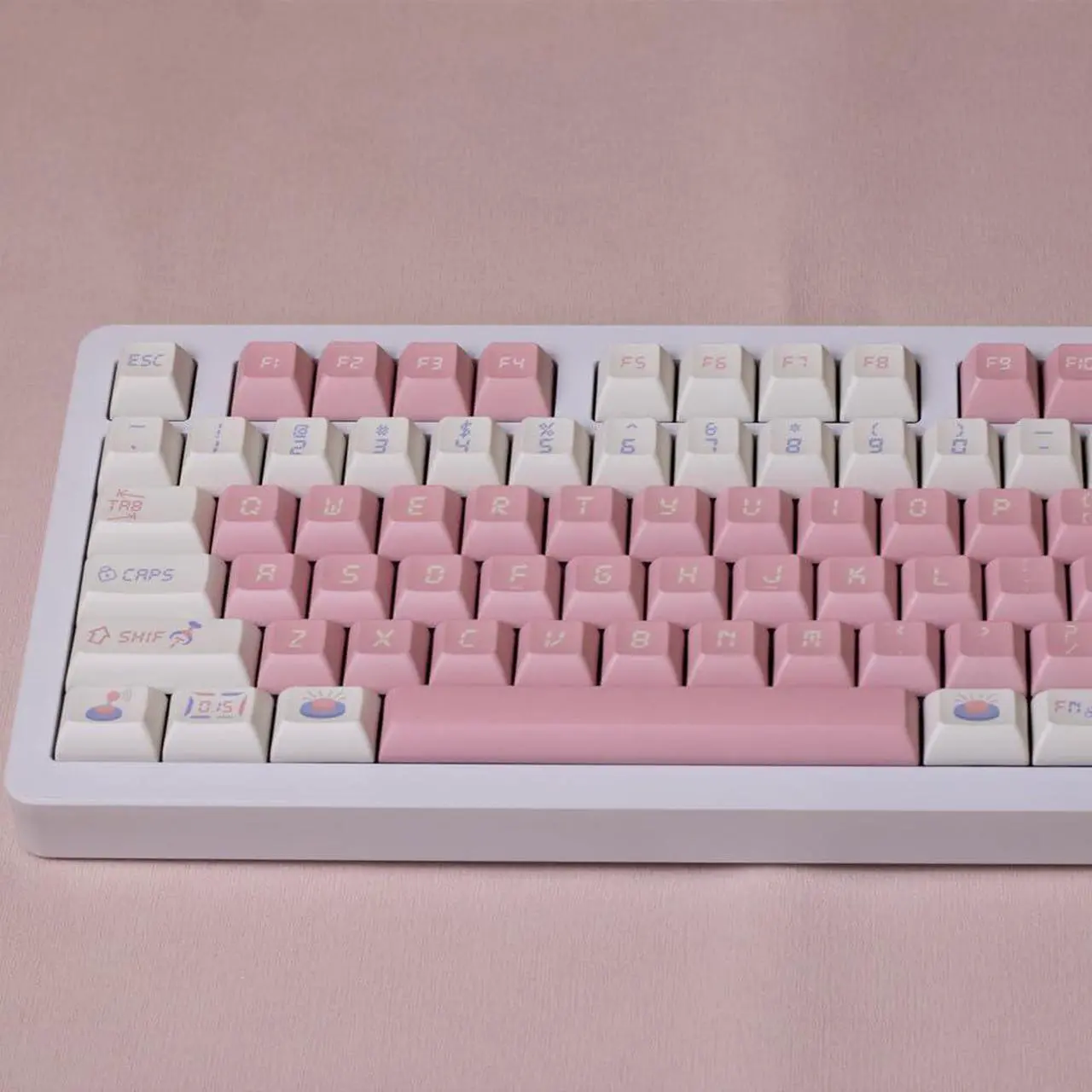 Alt view image 4 of 5 - 142 Keys Doll Machine Theme Keycap KCA Profile PBT DYE Subbed Pink Cute Key Caps for Outemu Cherry Mx Switches Mechanical Keyboard