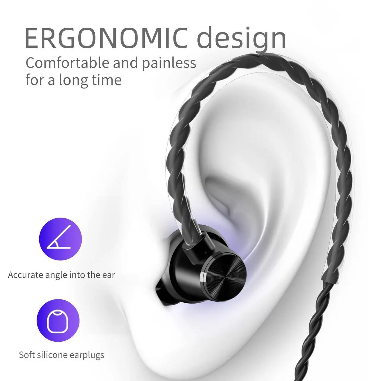 Alt view image 4 of 5 - 100SEASHELL Ear Buds Extra Long Cord Headphones Without Mic Long Wired Earbuds for Tv Earphones with No Microphone Ear Buds Long Cord Length Earhook Earphones with 3.5 mm Headphone Plug