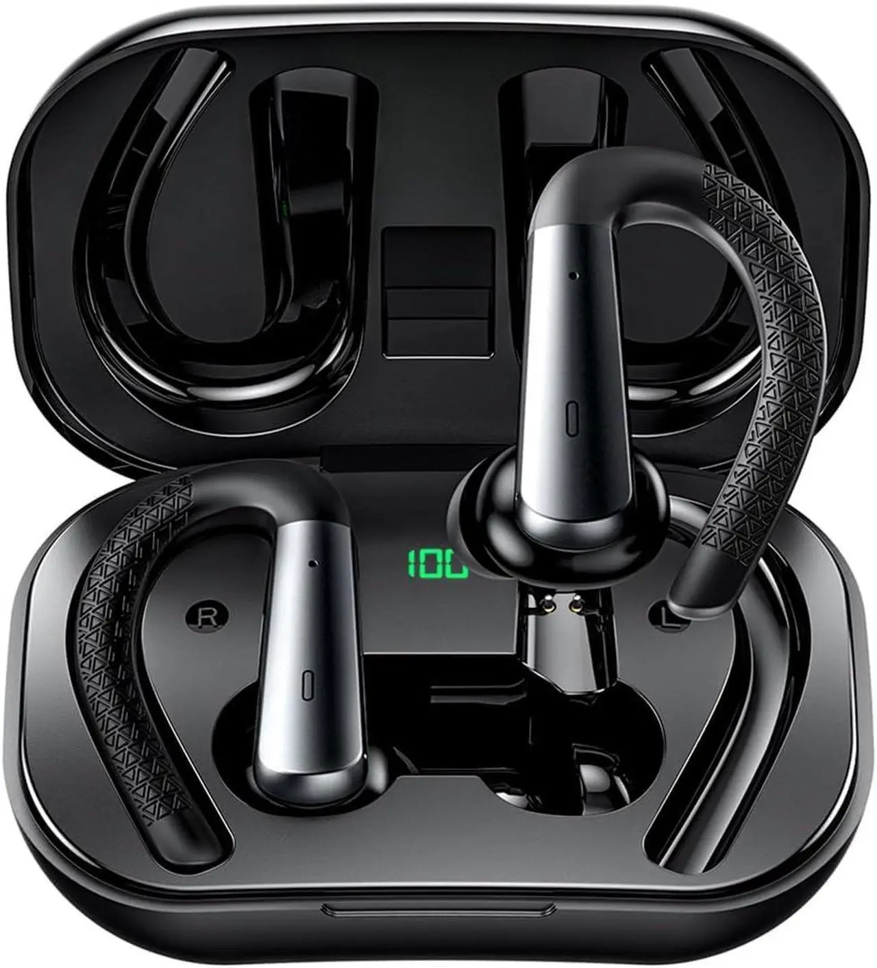 Main image of JNXIKOU Wireless Earbuds Bluetooth Headphones with Earhook,ENC Noise Cancelling Mic,30Hrs Playtime,IPX7 Waterproof,Power Display,Bass in Ear Earphones for Running Workout Gym