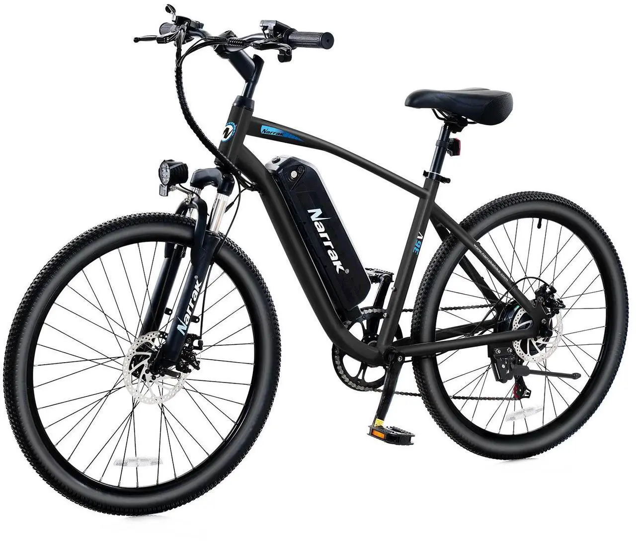 Main image of Narrak Electric Mountain Bike for Adults 26" Step-Over Commuting Ebike for Men Women with Peak Power 540W, 374WH Removable Battery, LCD Display, 7 Gears & Front Shock Absorber (Step Over - Black)