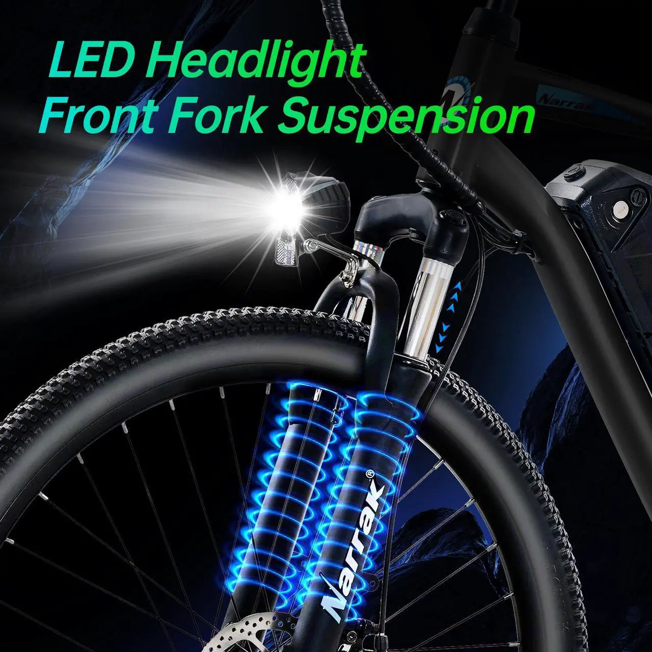 Alt view image 4 of 6 - Narrak Electric Mountain Bike for Adults 26" Step-Over Commuting Ebike for Men Women with Peak Power 540W, 374WH Removable Battery, LCD Display, 7 Gears & Front Shock Absorber (Step Over - Black)
