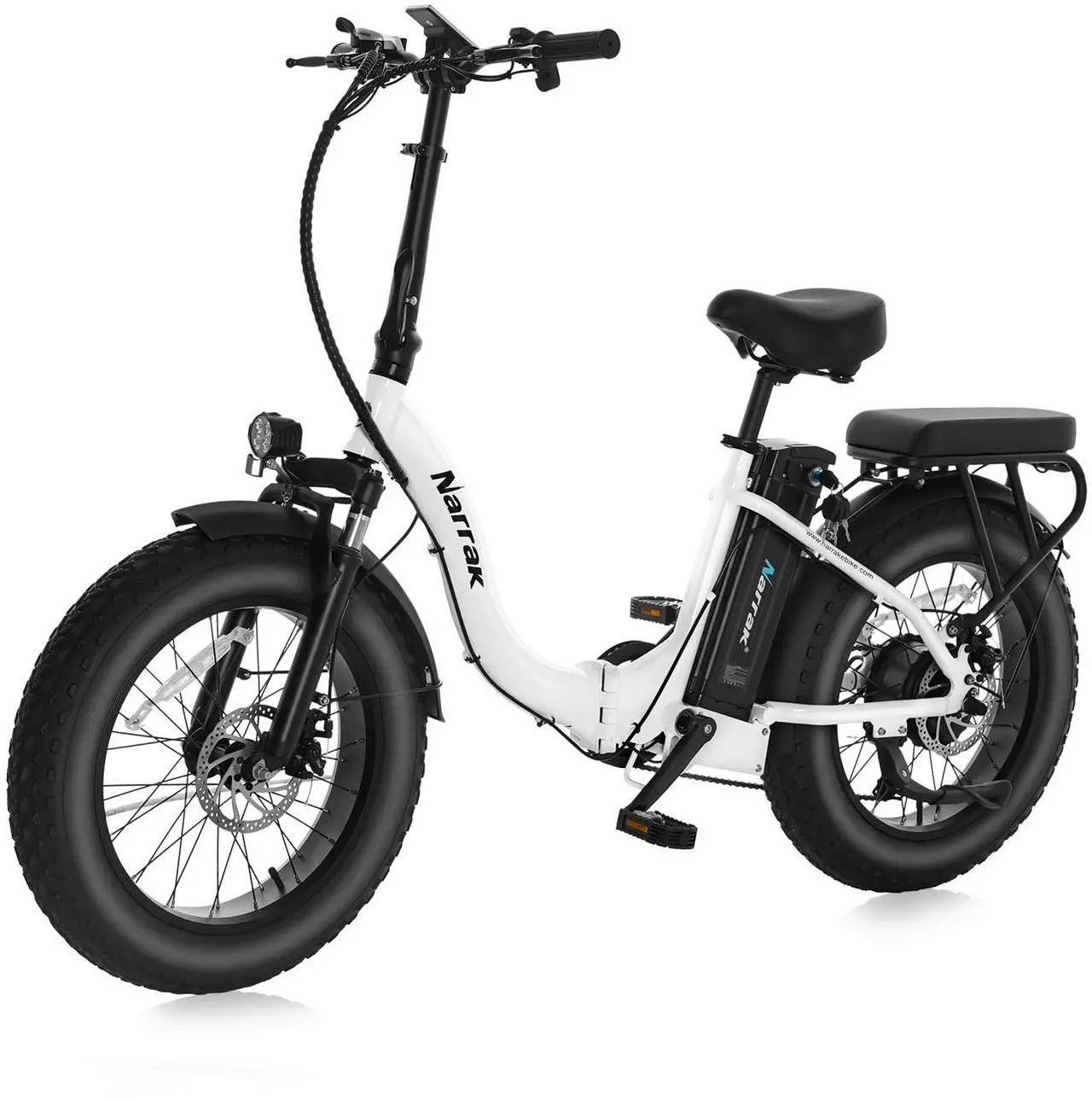 Main image of Fat Tire Folding Electric Bike, 48V & 624Wh Lithium Removable Battery, Peak 1100W Brushless Motor, Max Speed 28Mph, M5 Large LCD Display, Suspension, Step-Over/Thru Frame Step-thru White