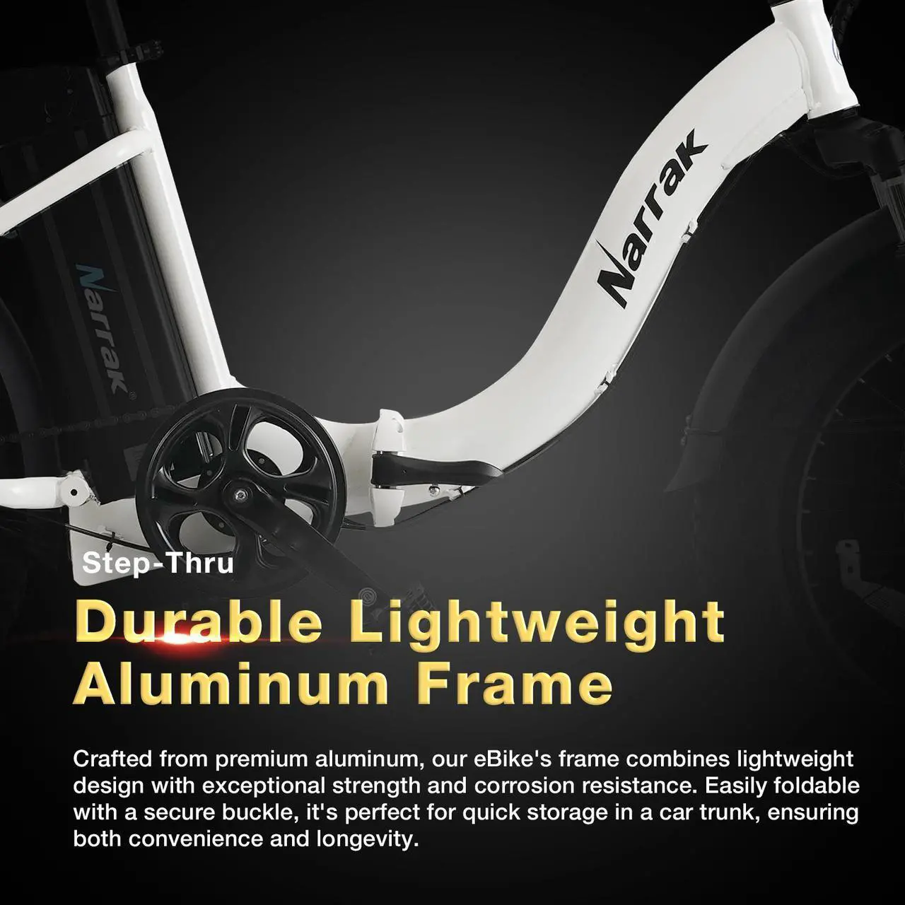 Alt view image 5 of 7 - Fat Tire Folding Electric Bike, 48V & 624Wh Lithium Removable Battery, Peak 1100W Brushless Motor, Max Speed 28Mph, M5 Large LCD Display, Suspension, Step-Over/Thru Frame Step-thru White
