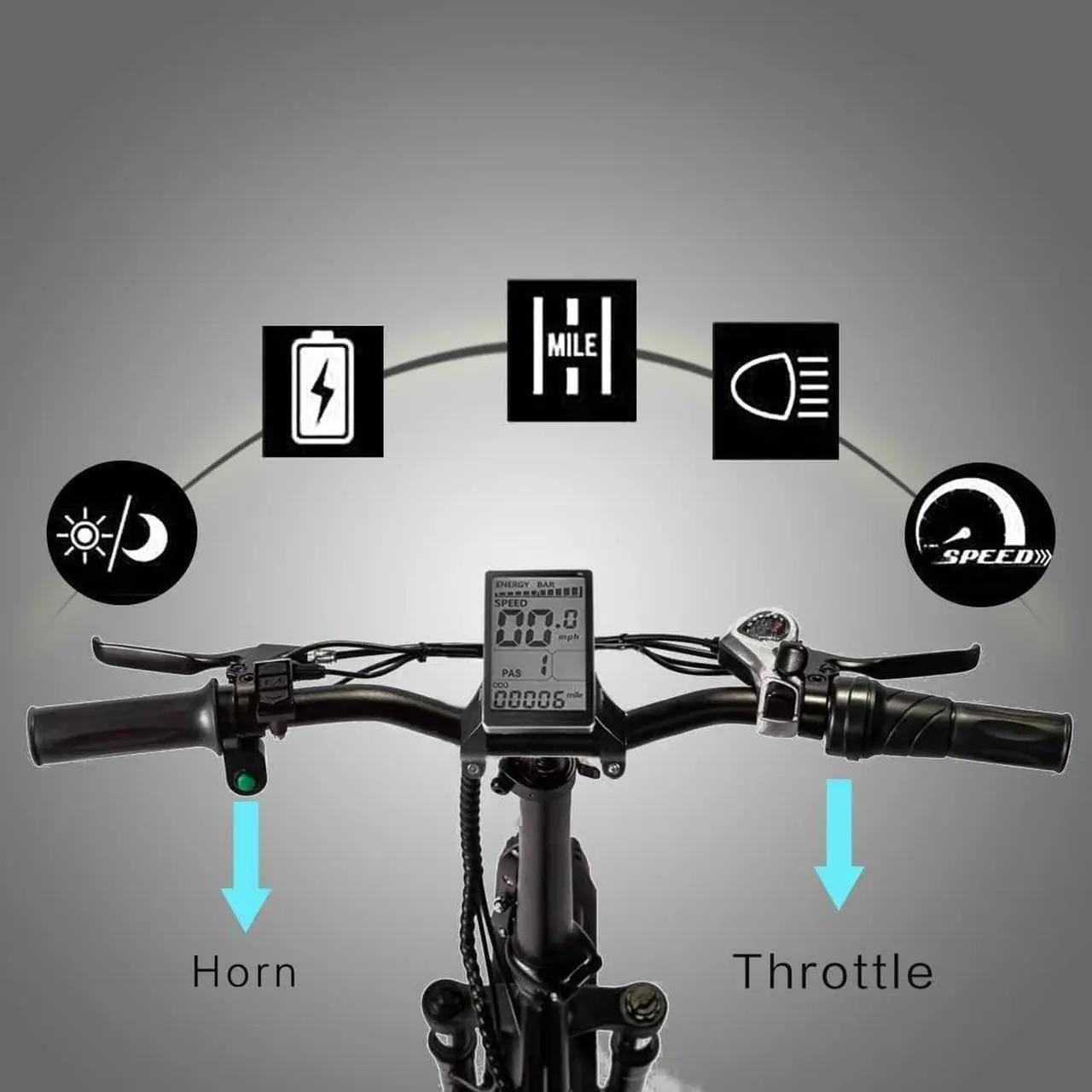 Alt view image 6 of 7 - Fat Tire Folding Electric Bike, 48V & 624Wh Lithium Removable Battery, Peak 1100W Brushless Motor, Max Speed 28Mph, M5 Large LCD Display, Suspension, Step-Over/Thru Frame Step-thru White