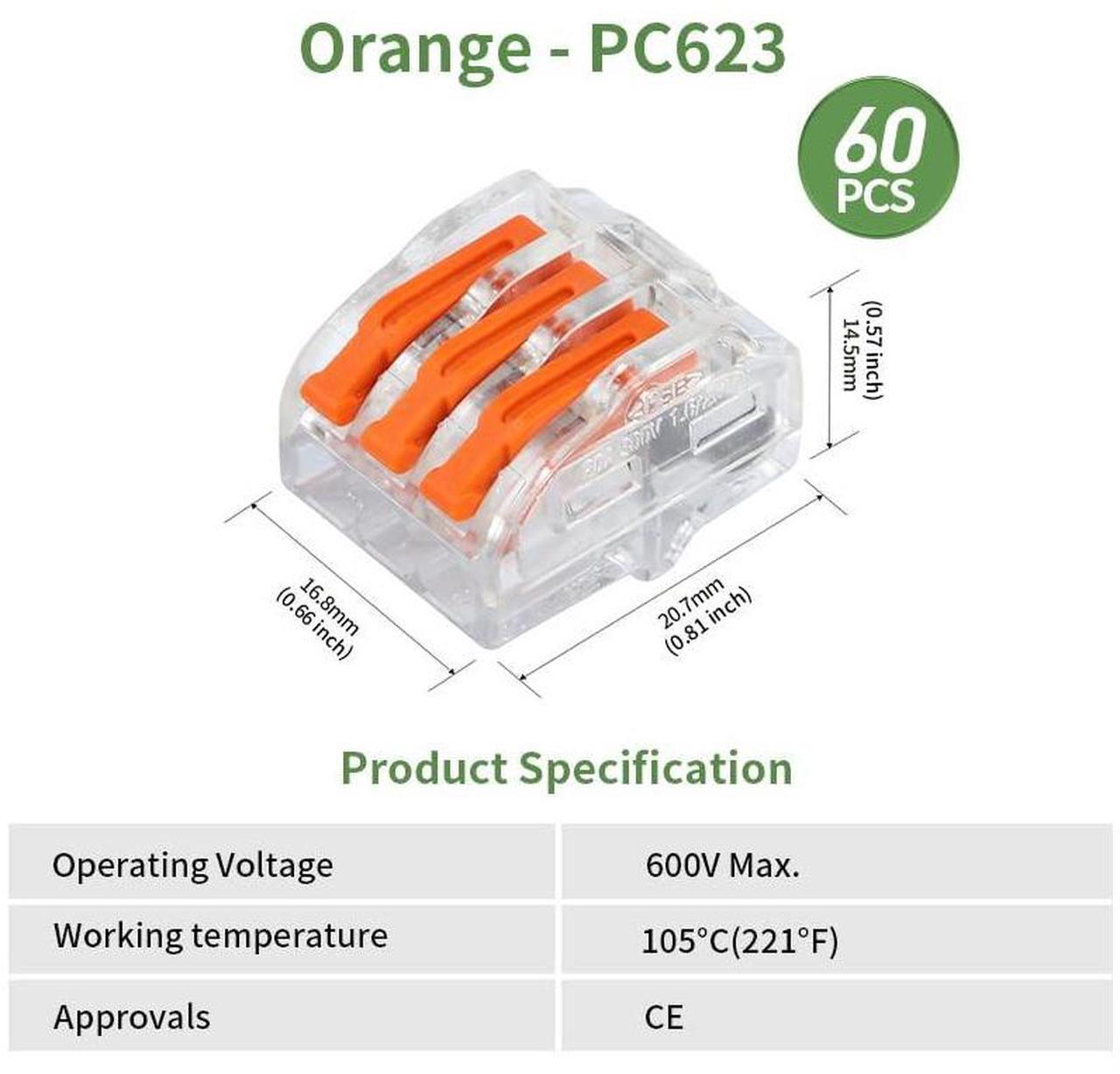 Alt view image 2 of 6 - Lever Wire Connectors Nuts, Arborix Splicing Wire Connector 3 Port Electrical Cam-Type Connectors Push-In Wire Connectors Kit 60 PCs for Solid Stranded Rigid Flexible Wires