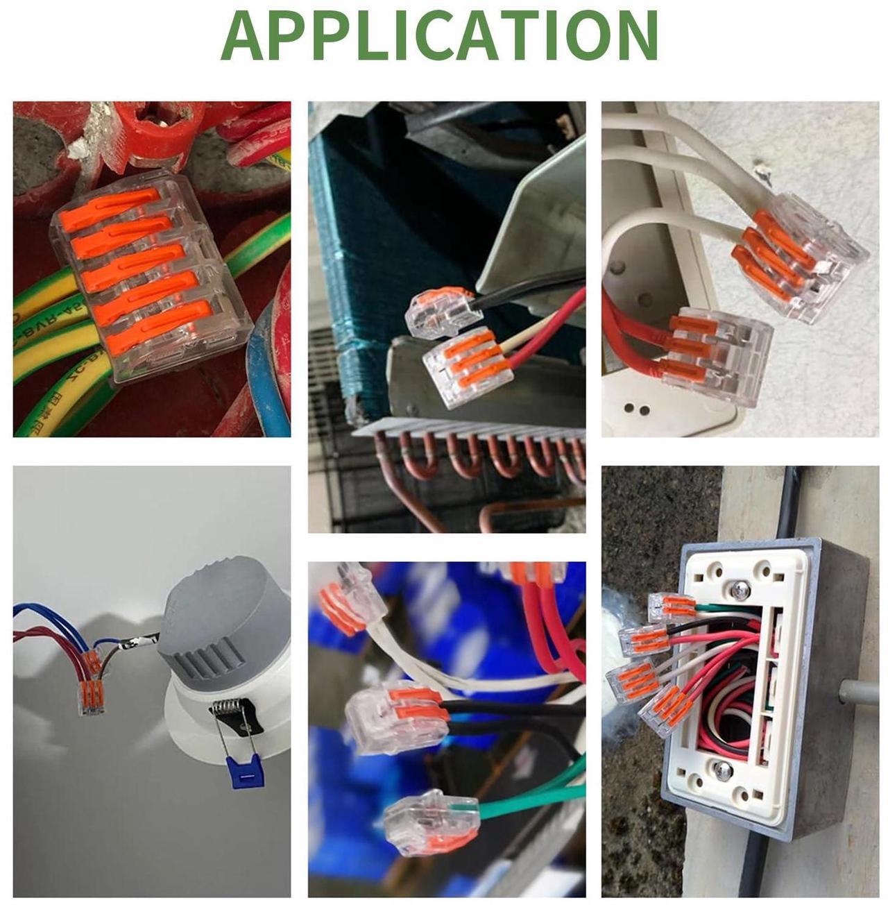 Alt view image 5 of 6 - Lever Wire Connectors Nuts, Arborix Splicing Wire Connector 3 Port Electrical Cam-Type Connectors Push-In Wire Connectors Kit 60 PCs for Solid Stranded Rigid Flexible Wires