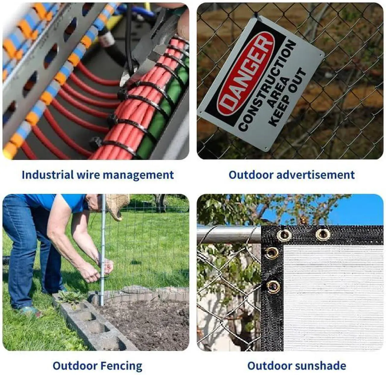 Alt view image 5 of 6 - Kss Zip Ties Outdoor 200 Pack Uv Resistant Cable Ties 4 Inch Black Small Tie Wraps Weatherproof & enduring Zipties Multi-Purpose Heavy Duty Zip Ties For Industrial And Privacy Fence