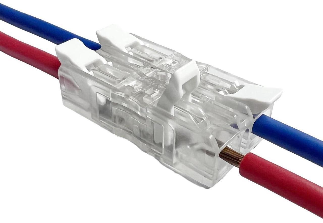 Main image of Arborix Inline Lever Wire Connectors Nuts 50 pcs Clear Wire Compact Connectors Electrical Inline Splicing Conductor Connector 4 Port Butt Insulated Splice Wire Terminals Connectors Kit for 24-12 AWG