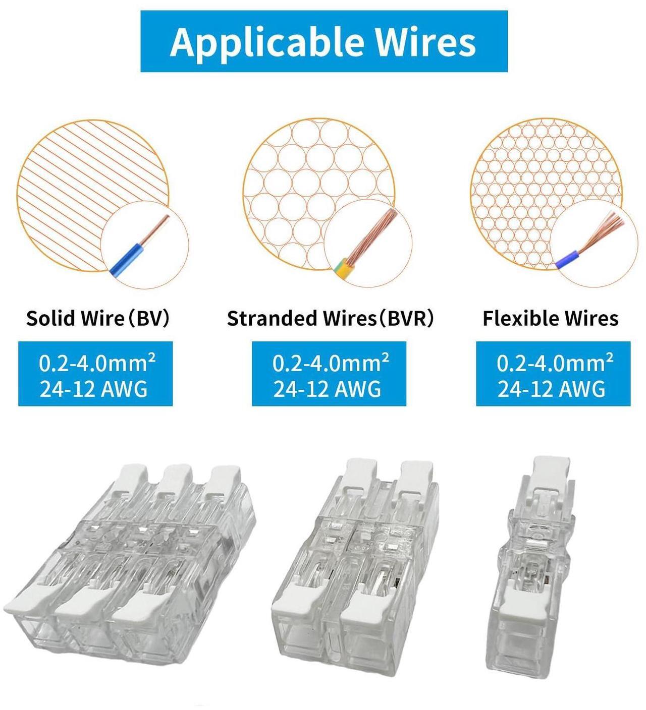 Alt view image 2 of 6 - Arborix Inline Lever Wire Connectors Nuts 50 pcs Clear Wire Compact Connectors Electrical Inline Splicing Conductor Connector 4 Port Butt Insulated Splice Wire Terminals Connectors Kit for 24-12 AWG