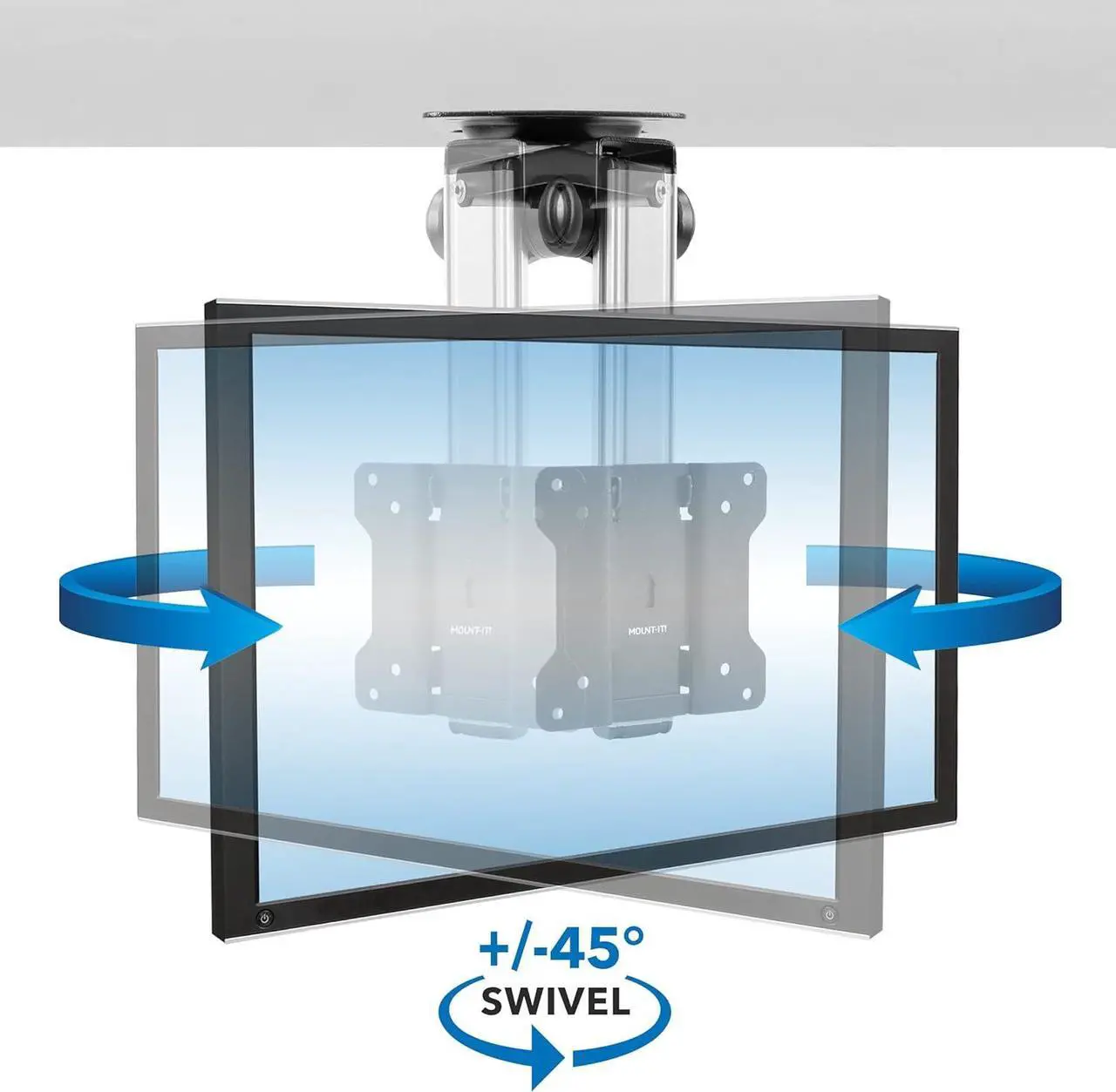 Alt view image 5 of 7 - Folding Ceiling TV Mount | Flip Down and Under Cabinet TV Bracket for Compact Screens 13-27 Inch | Space-Saving Tilt and Swivel Design | Adjustable Height | VESA 75x75, 100x100 | Max 44 lbs