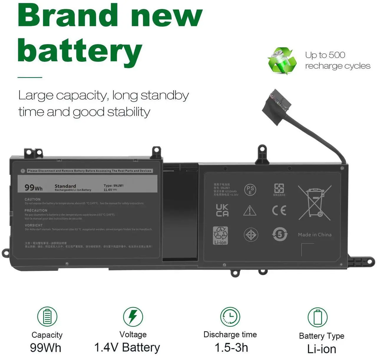 Alt view image 5 of 6 - Tronovia 9NJM1 Battery For Dell Alienware 15 R3 R4 17 R4 R5 P31E001 P31E002 0546FF 44T2R