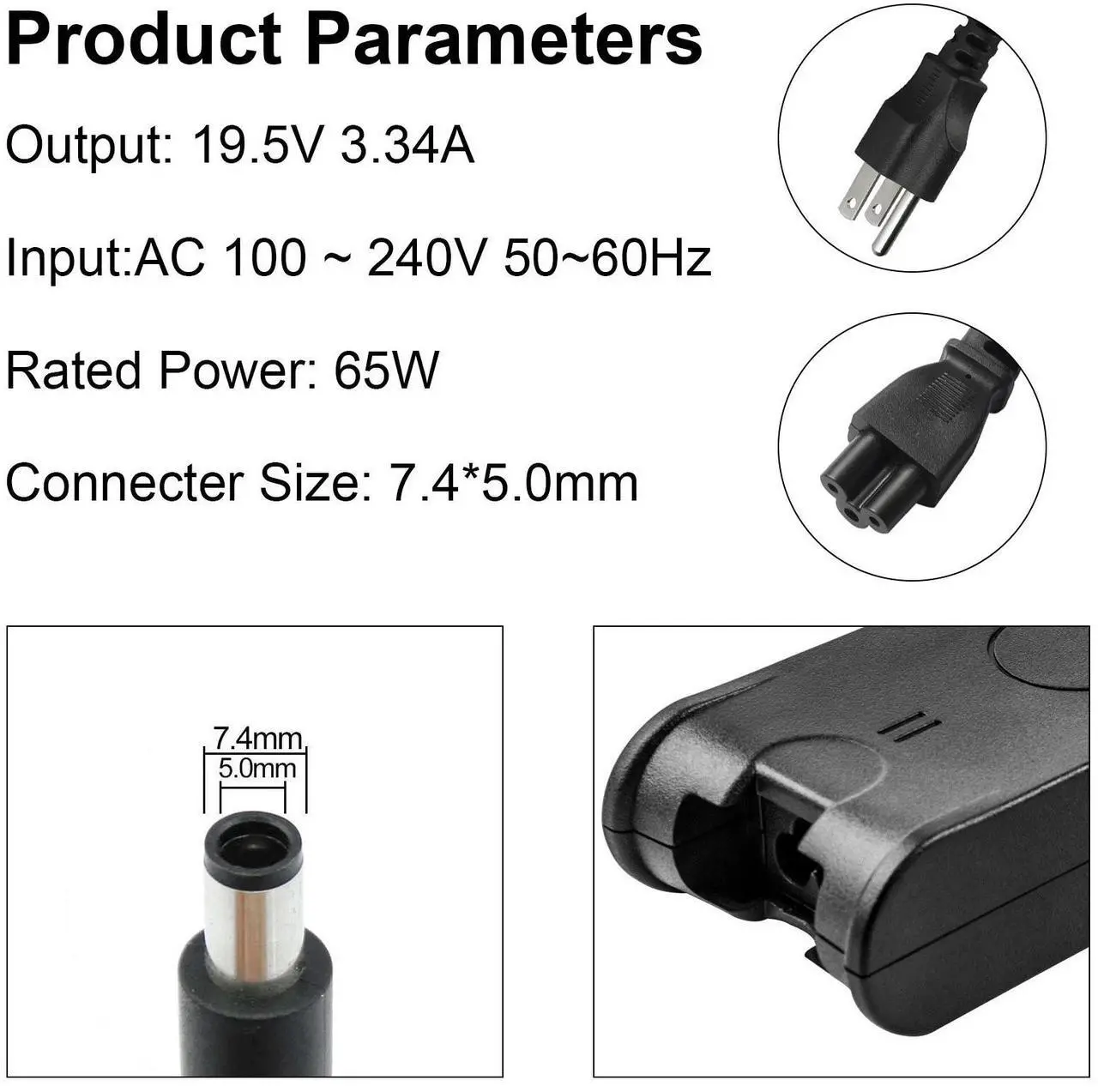 Alt view image 2 of 5 - Tronovia 65W AC Adapter Power Charger for Dell Latitude E5250 E5430 E5440 E5450 E6540 E7450