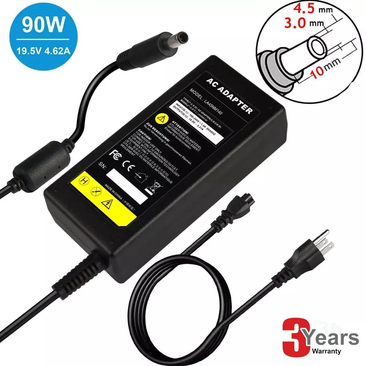 Alt view image 2 of 6 - Tronovia 90W Laptop Charger for Dell Inspiron 15 5000 7000 3000 Series Adapter Power Cord
