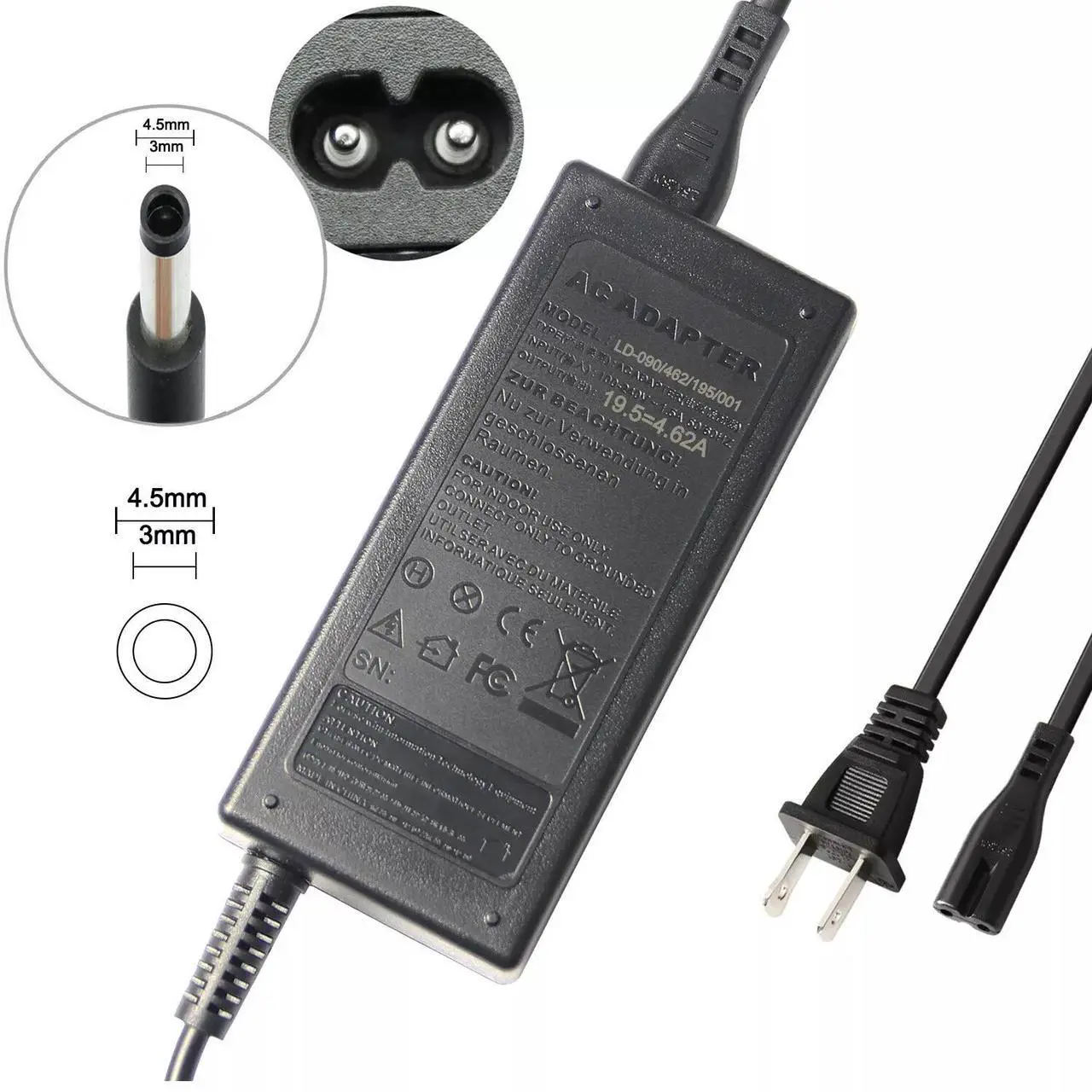 Alt view image 3 of 6 - Tronovia 90W Laptop Charger for Dell Inspiron 15 5000 7000 3000 Series Adapter Power Cord