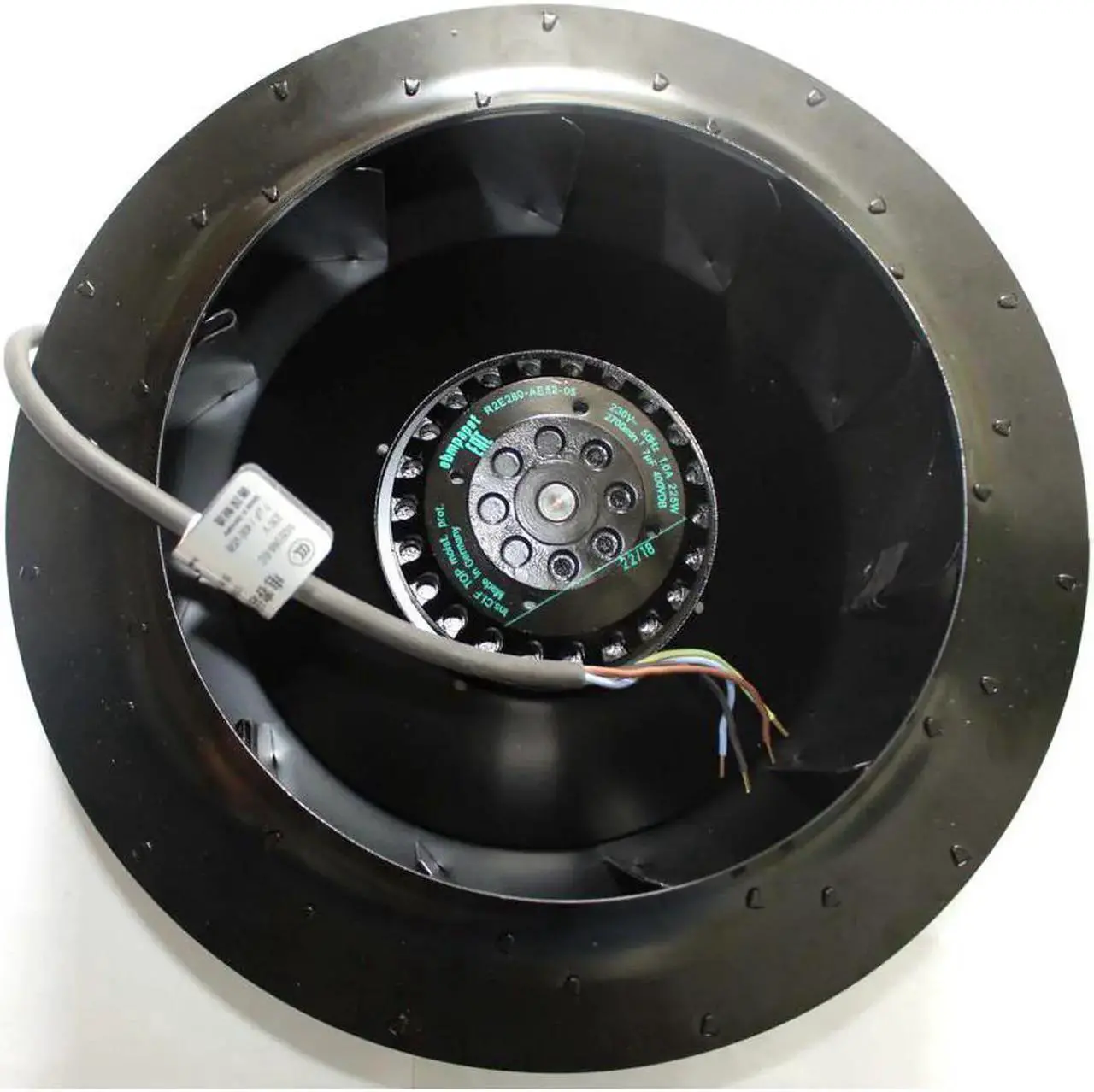 Alt view image 2 of 4 - Original EBM PAPST R2E280-AE52-17 R2E280-AE52-05 230V 50HZ 1.0A 225W 7uF 400VDB turbo centrifugal cooling AC fan