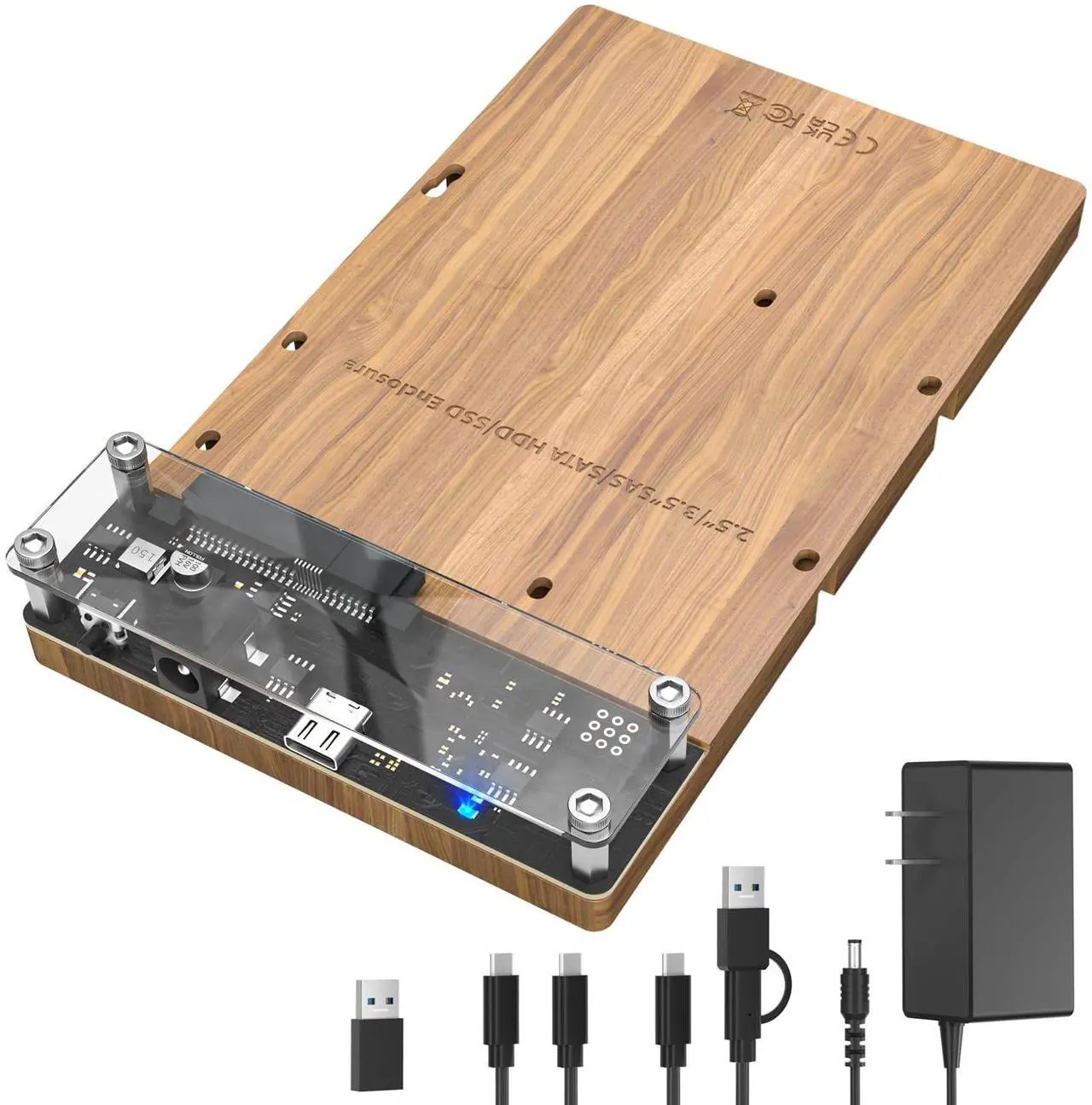 Main image of SAS to USB 3.0 Adapter,SAS SATA Hard Drive Docking Station for 2.5/3.5 inch SSD HDD, Tool-Free External Hard Drive Reader with 12V/2A Power Adapter, Support up to 20TB