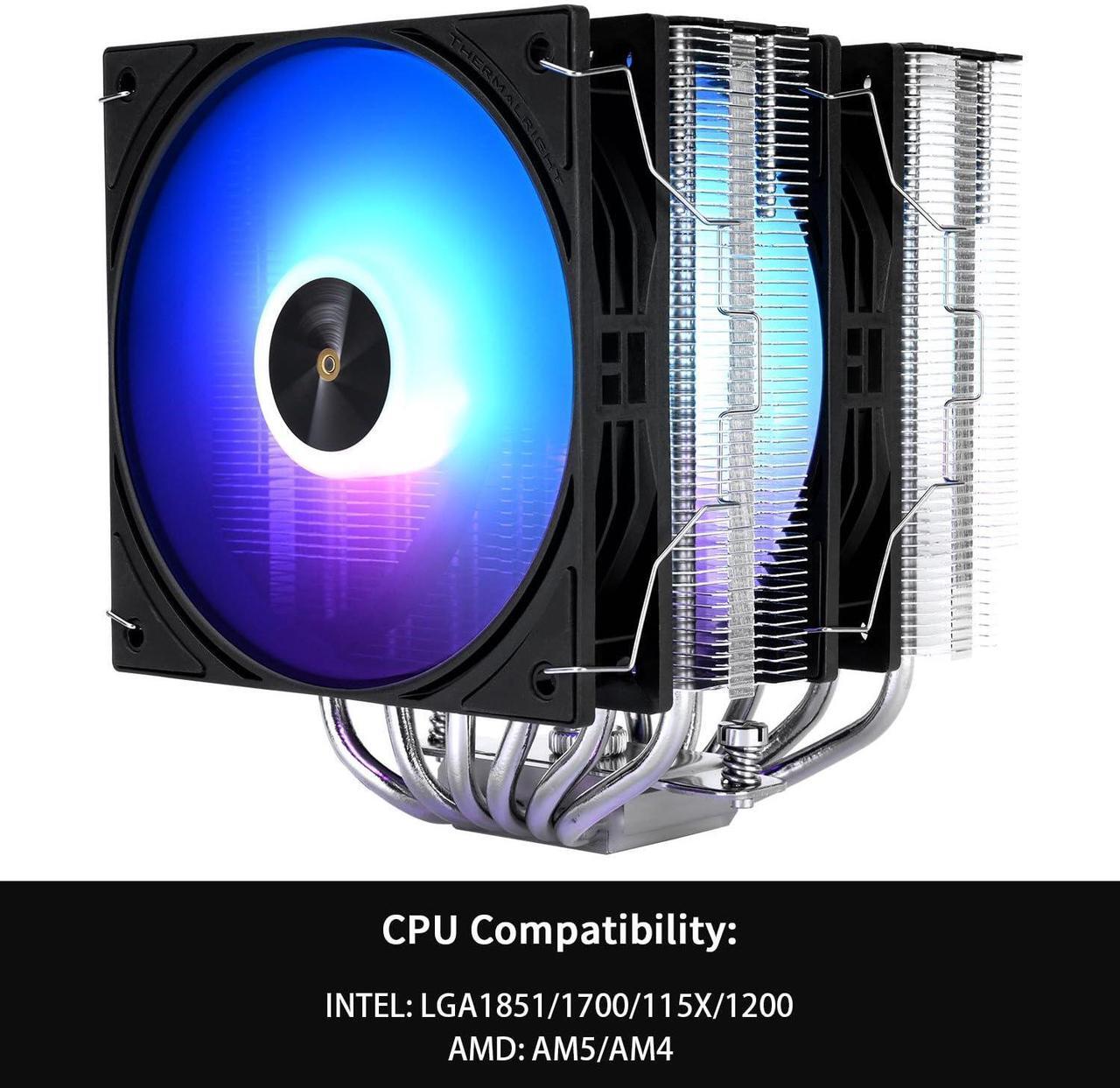 Alt view image 3 of 5 - Thermalright Peerless Assassin 120 ARGB Black V3 CPU Air Cooler,6 Heat Pipes CPU Cooling,Dual 120MM CPU Fans,Black Top Cover,for AM4/AM5/Intel lga1851/1700/115X/1200/2011,PC Heat Sink Cooler