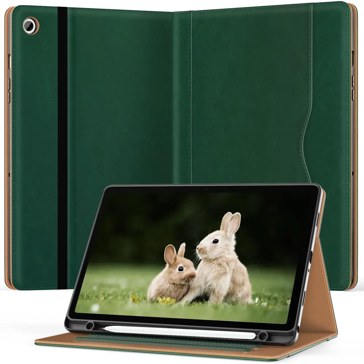 Main image of OKP Case for Samsug Galaxy Tab A9+ Plus 11 inch 2024(SM-X210/X216/X218), PU Leather Folio Cover with Multi-Angle Stand//Pen Holder, Auto Wake/Sleep Case for Galaxy A9+ 11" Tablet (Alpine Green)