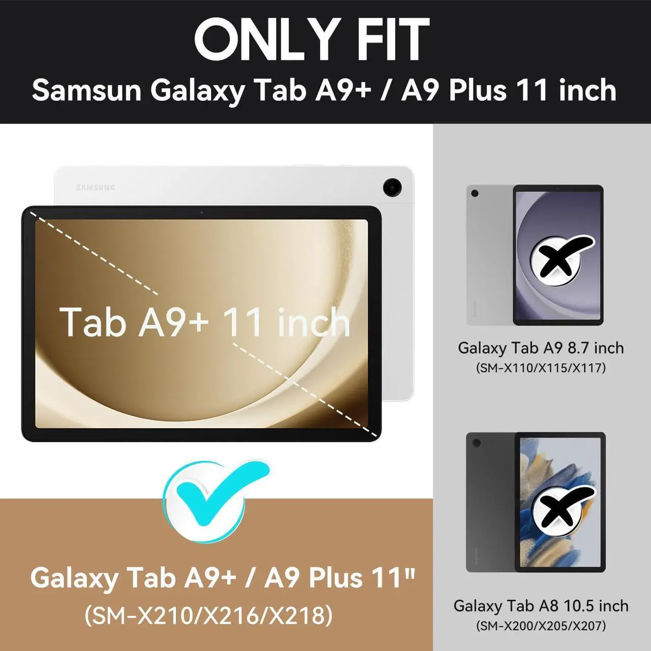 Alt view image 2 of 5 - OKP Case for Samsug Galaxy Tab A9+ Plus 11 inch 2024(SM-X210/X216/X218), PU Leather Folio Cover with Multi-Angle Stand//Pen Holder, Auto Wake/Sleep Case for Galaxy A9+ 11" Tablet (Alpine Green)